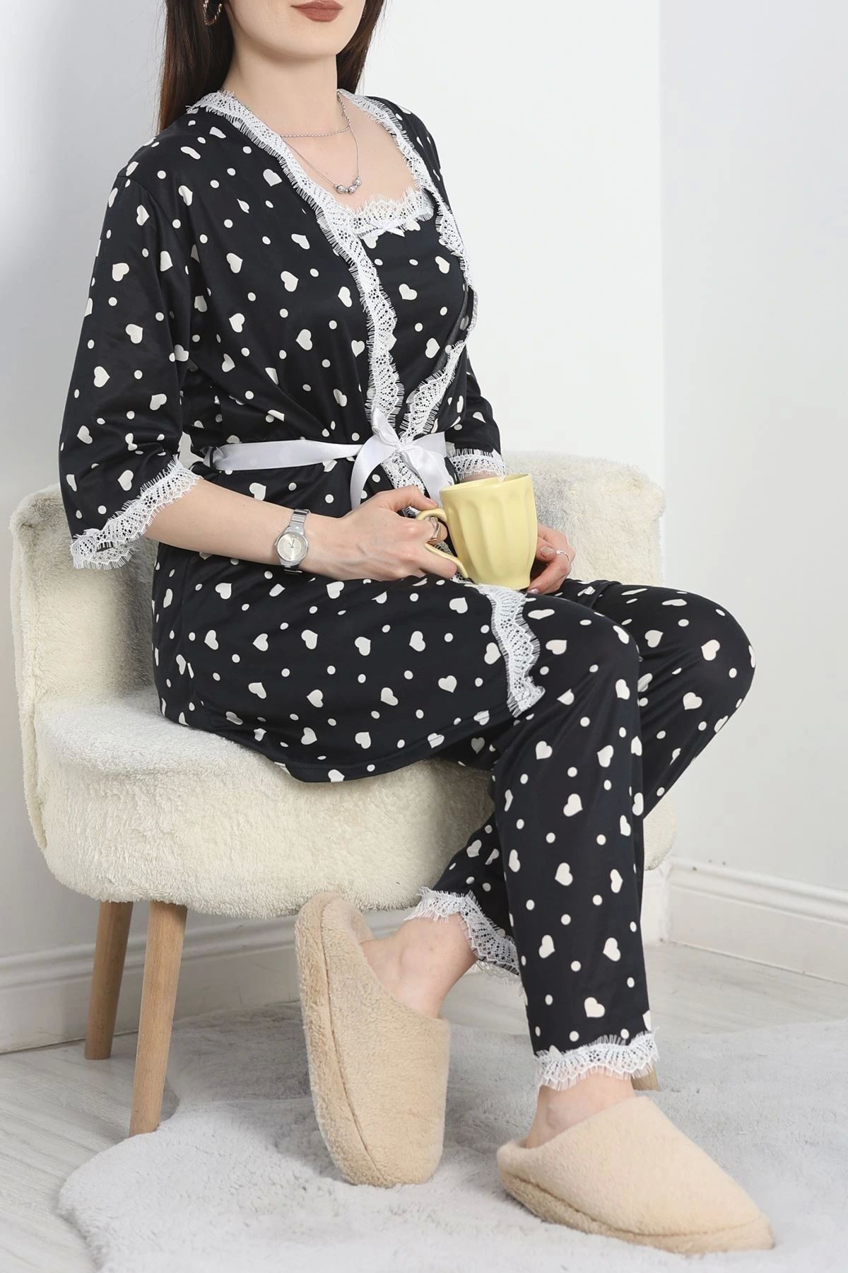 OurStyles Milan Kumaş 3'Lü Pijama Set Kırmızıyıldız - 50147.1857.