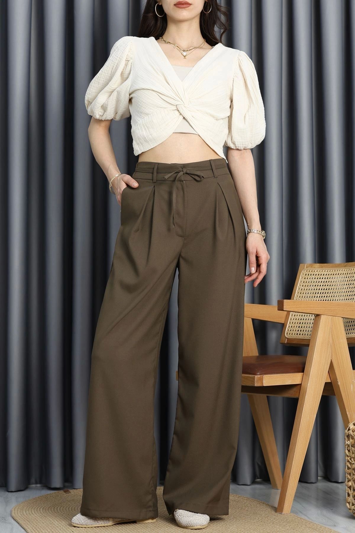 OurStyles Bisou Marka Kumaş Pantolon Taş - 30676.1437.