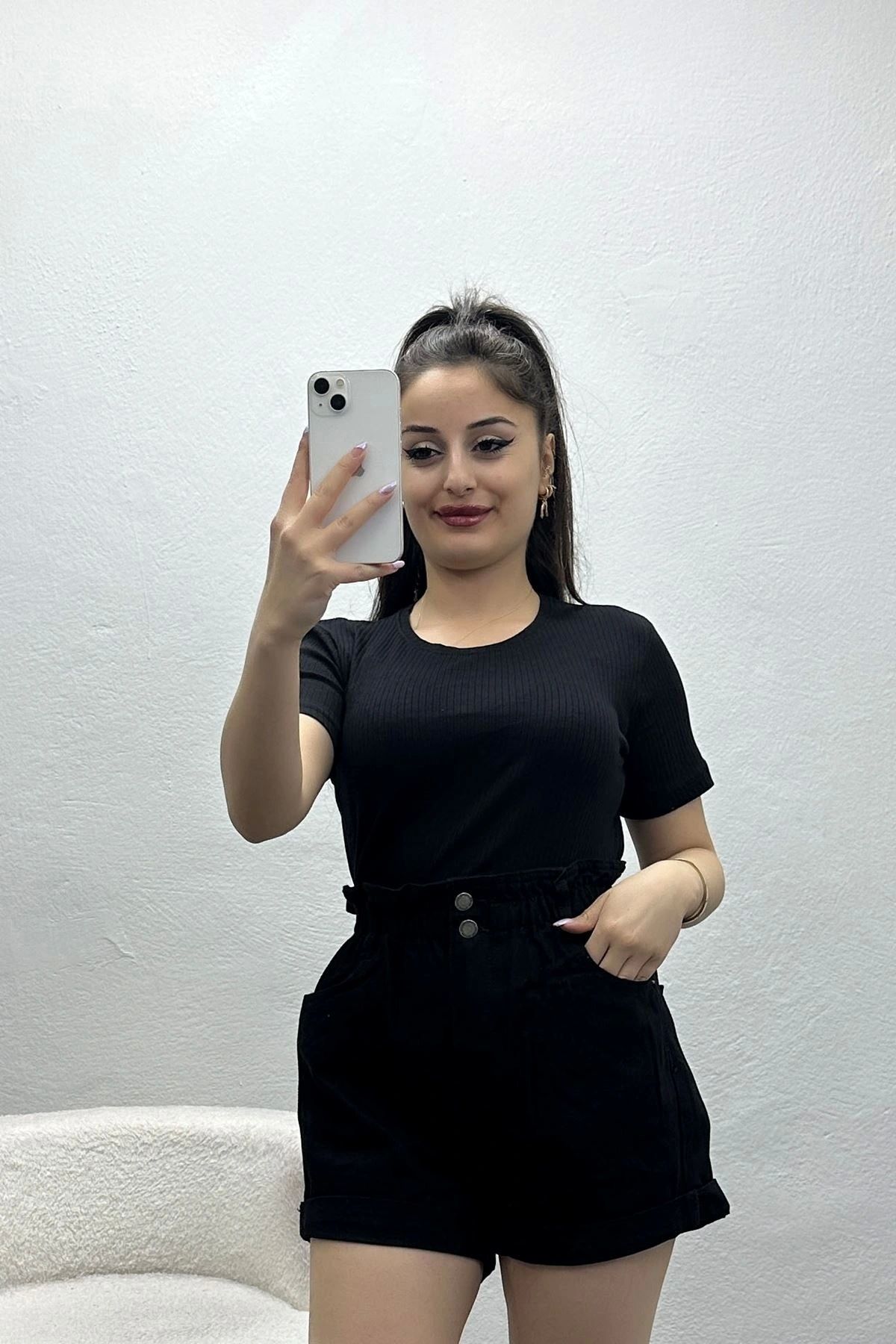OurStyles Bisiklet Yaka Pamuk Kaşkorse Tişört Somon - 70603.1878.