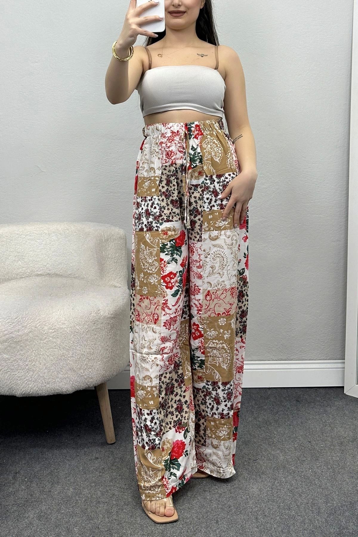 OurStyles Dokuma Viskon Bol Paça Pantolon Mavisiyah - 40219.701.