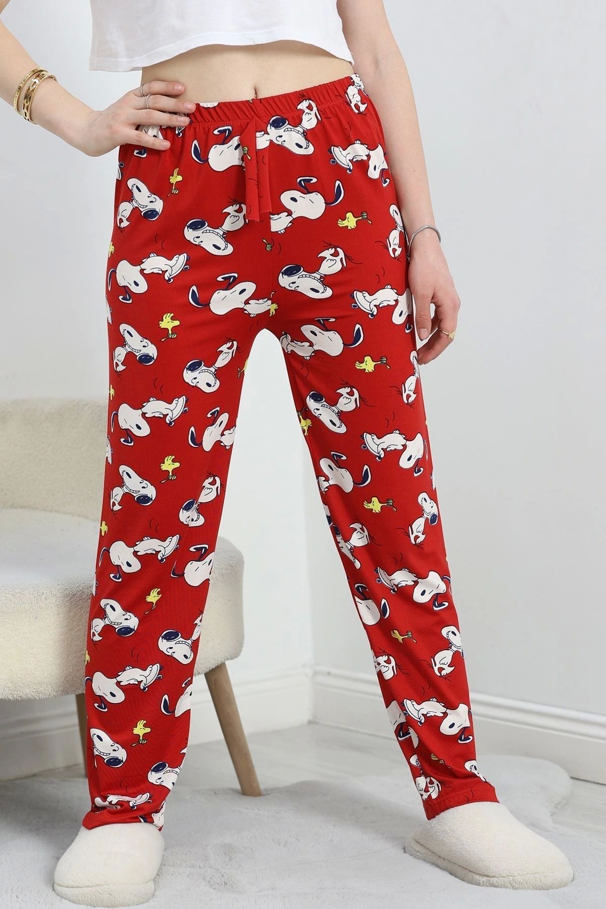 OurStyles Desenli Milan Kumaş Pijama Altı Sarı - 60240.1878.