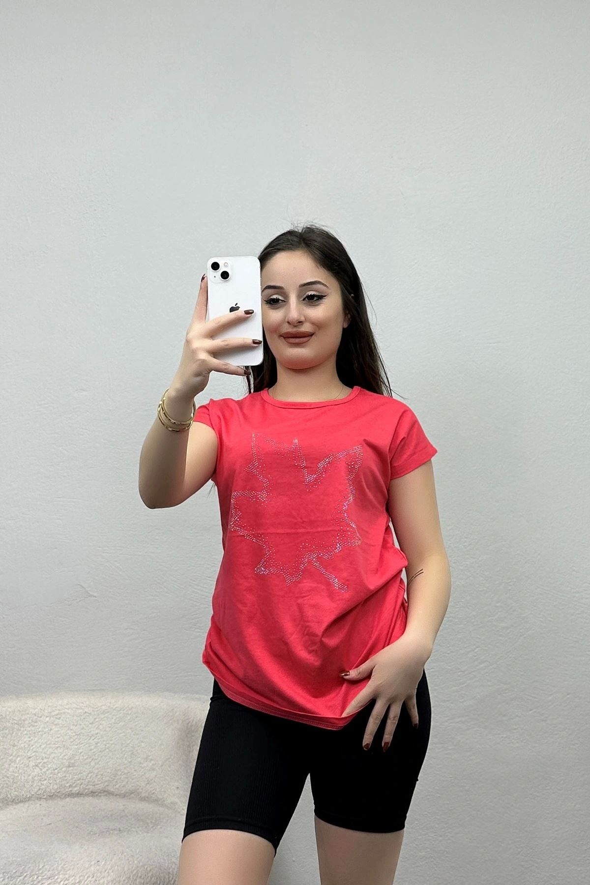 OurStyles Yaprak Desenli Bluz Siyah - 20762.599.