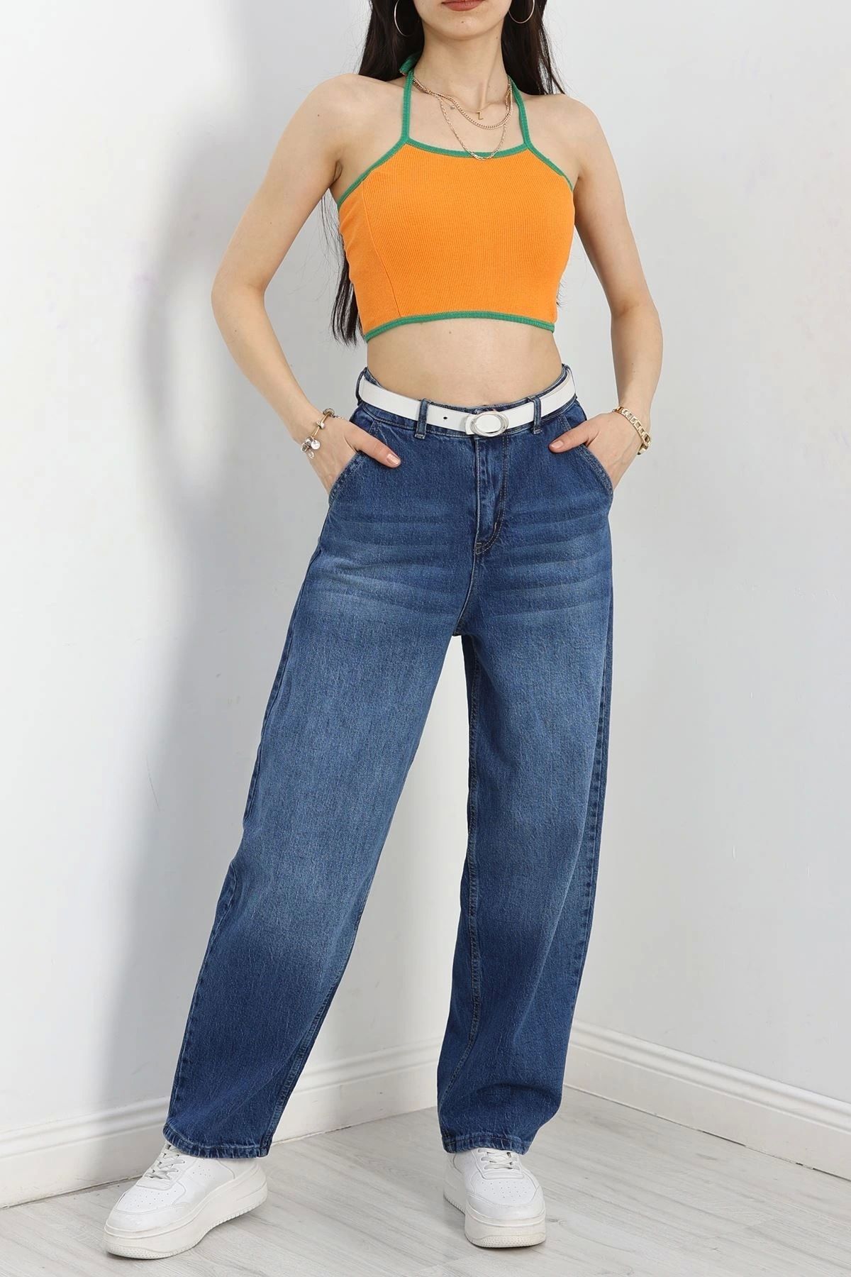OurStyles İp Bağlamalı Büstiyer Turuncuyeşil
