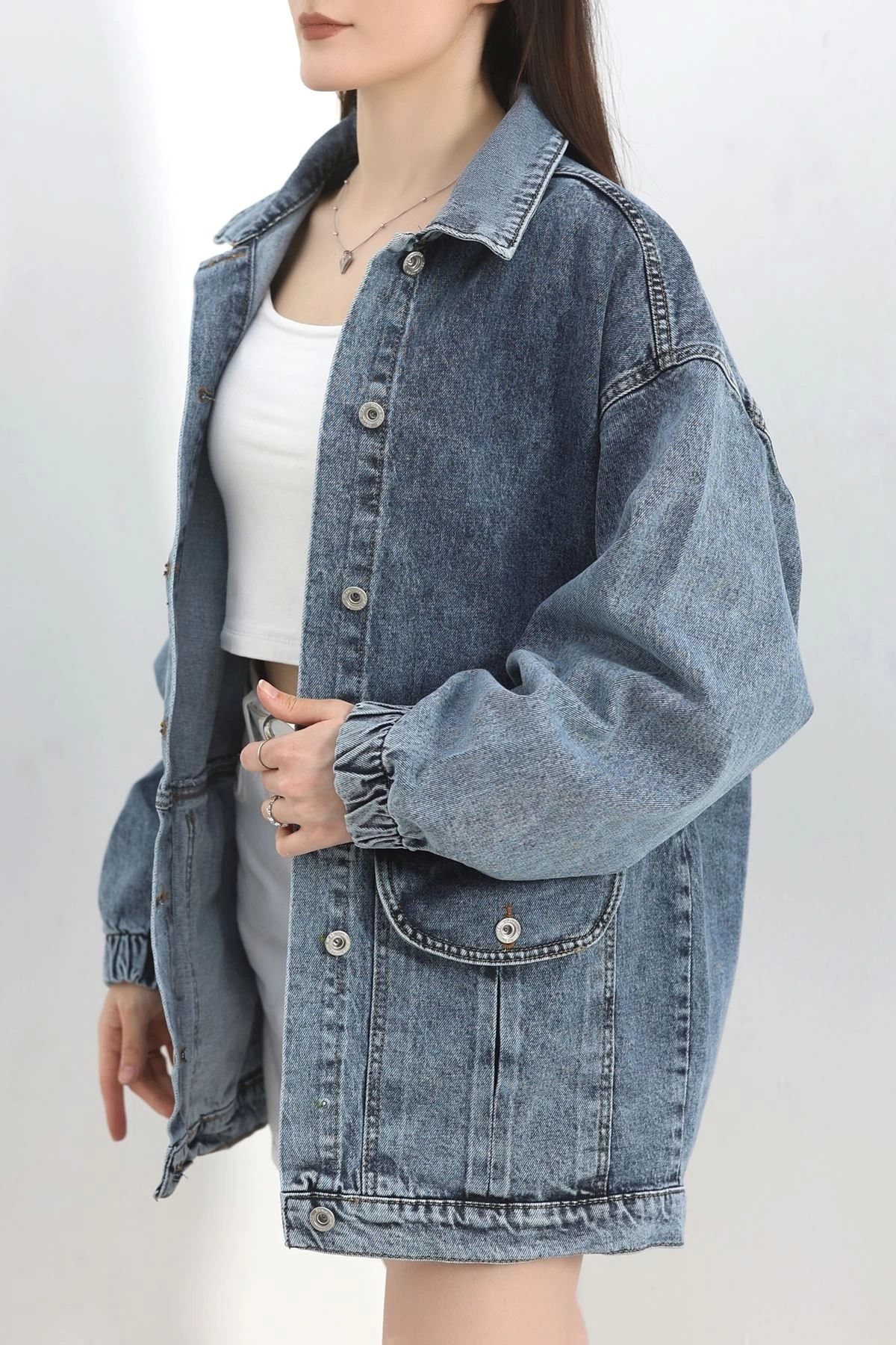 OurStyles Körüklü Cep Kot Ceket Karyıkama -