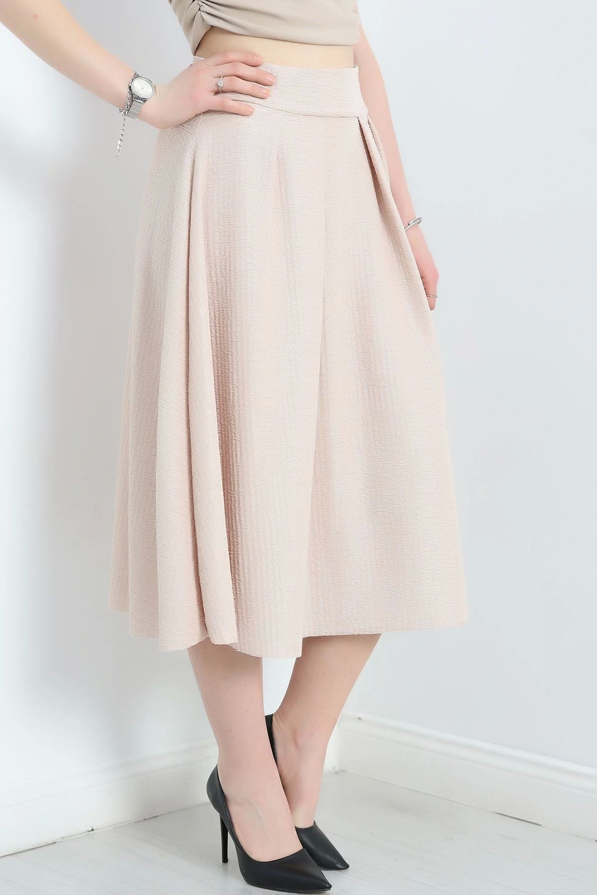 OurStyles Çift Pileli Kloş Etek Siyah1 - 20665.1892.