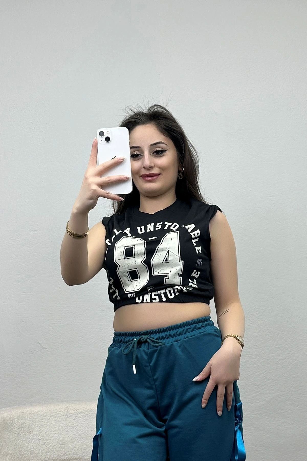 OurStyles Lastikli Kısa Kol Crop Tişört Beyaz - 30402.1872.