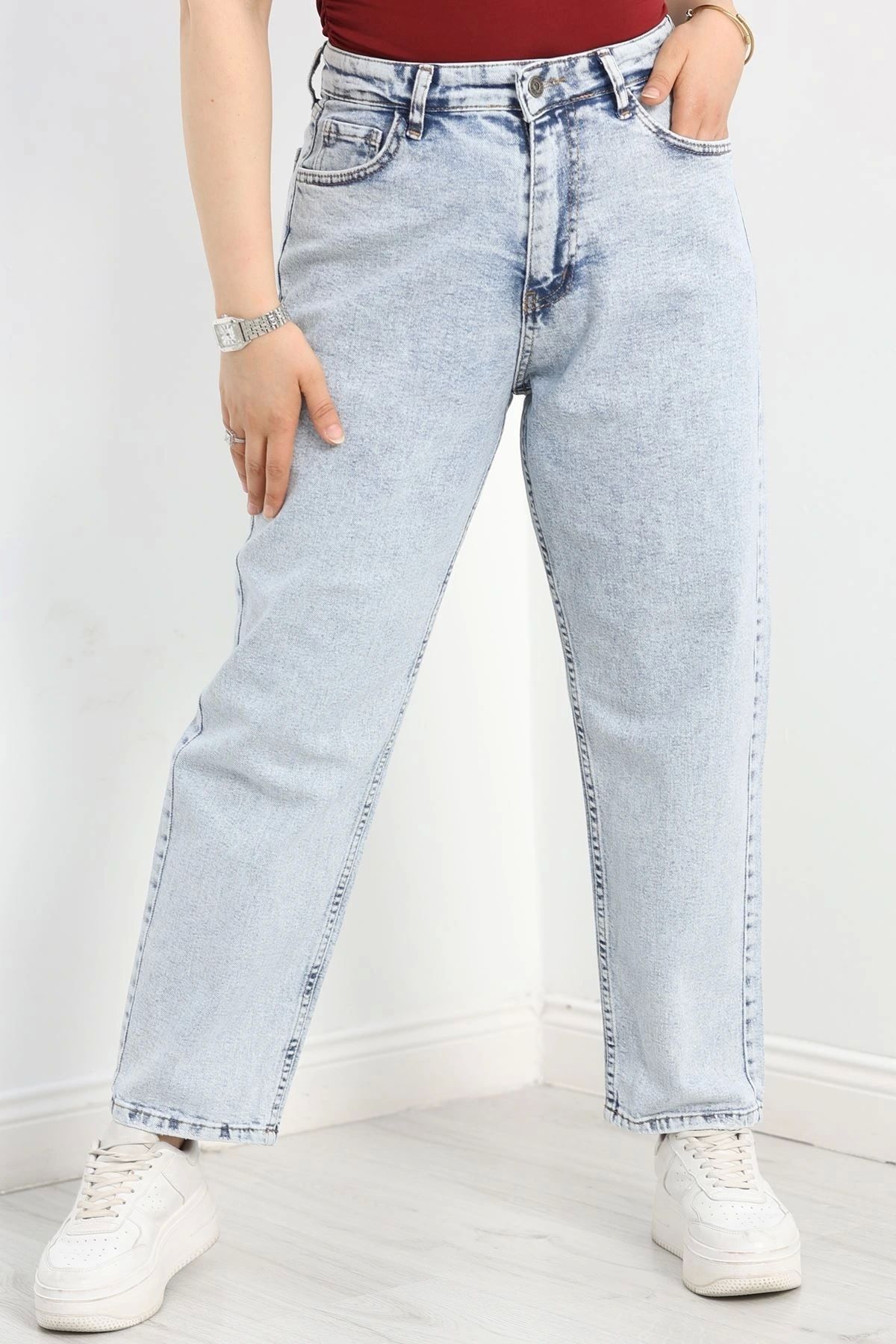 OurStyles Büyük Beden Boyfriend Kot Pantolon Buzmavi - 30384.1975.