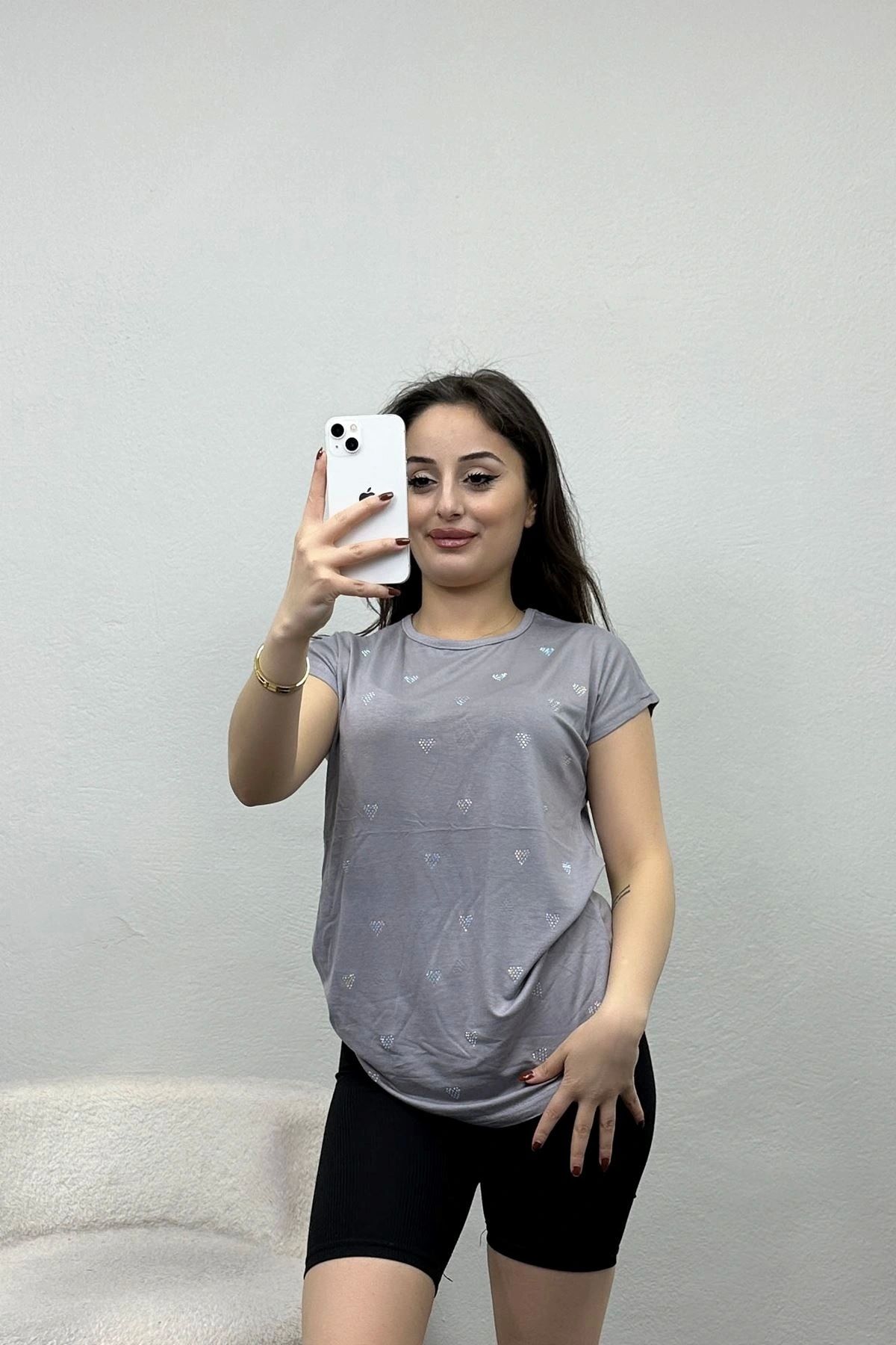 OurStyles Kalp Desenli Bluz Siyah - 20763.599.