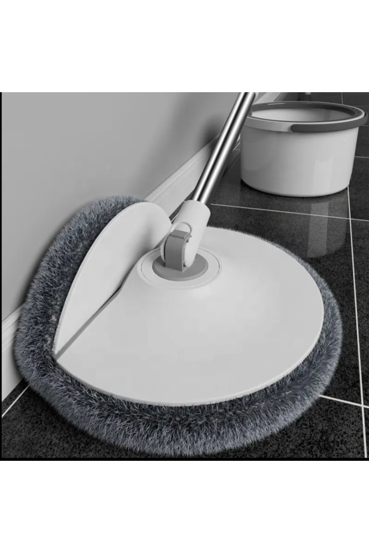 PAA-home-PAA-home Round Mop Set with 2-Tub Bucket, Flexible Head, 360° Self-Cleaning with Scraper 6
