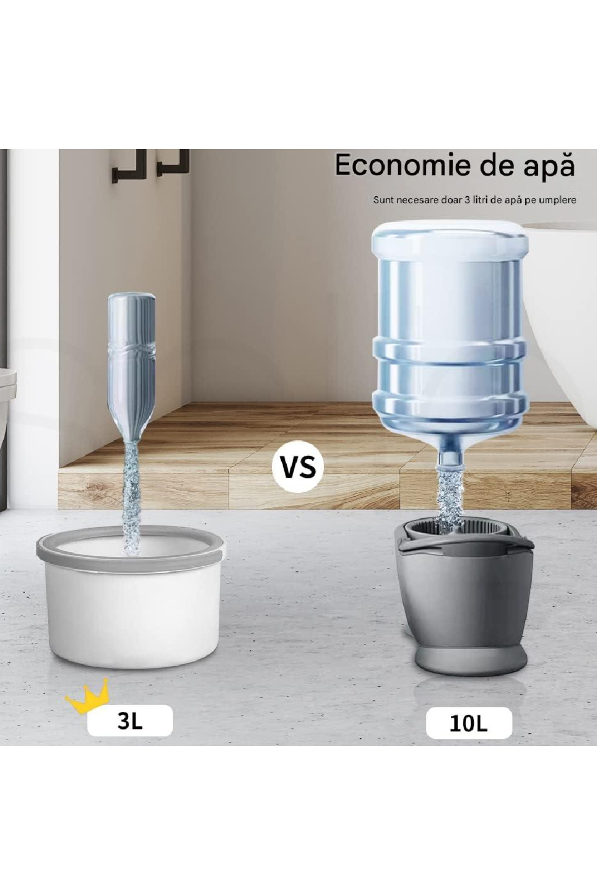 PAA-home-PAA-home Round Mop Set with 2-Tub Bucket, Flexible Head, 360° Self-Cleaning with Scraper 10