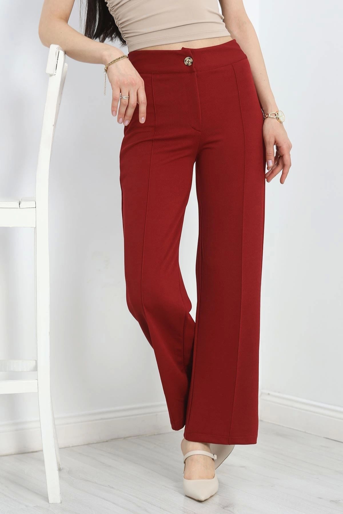 OurStyles Zra Krep Çımalı Palazzo Pantolon Acıkahve - 30399.746.