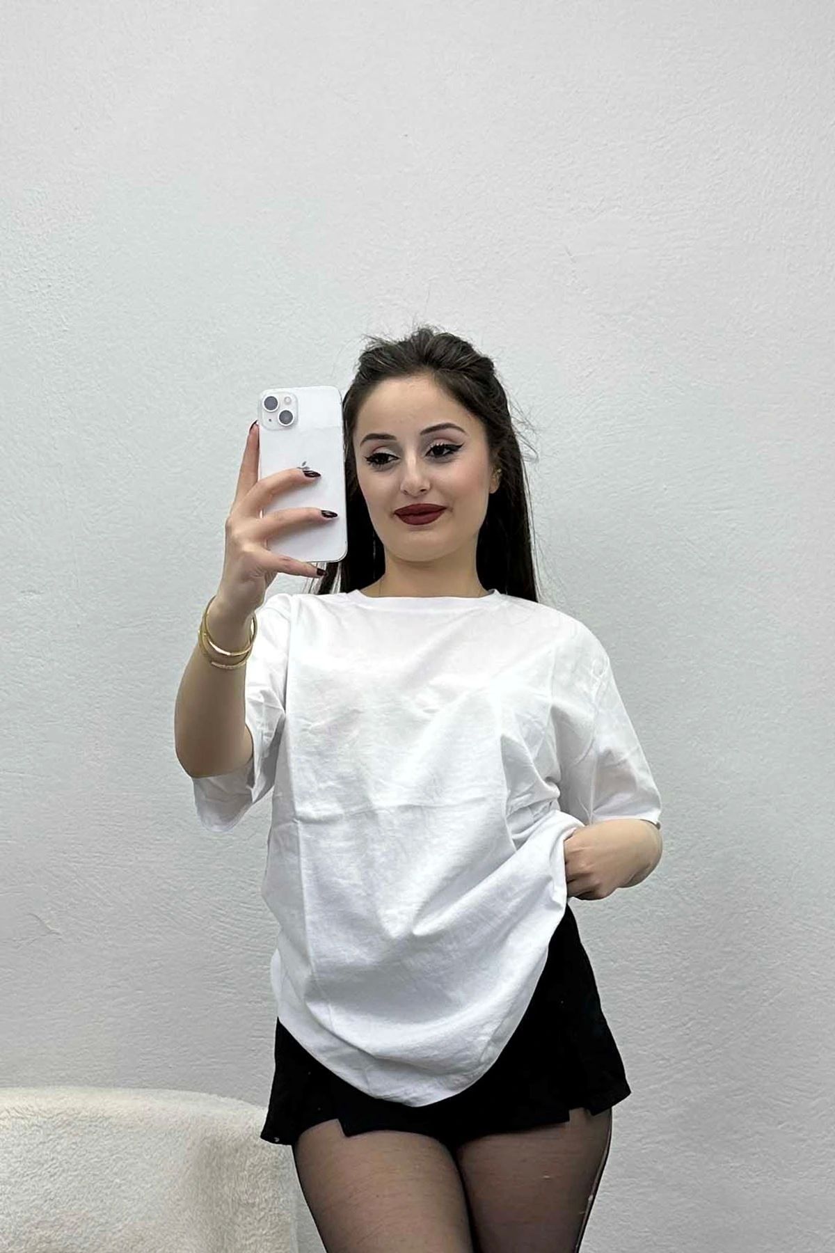 OurStyles Bisiklet Yaka Tişört Beyaz - 20026.1567.