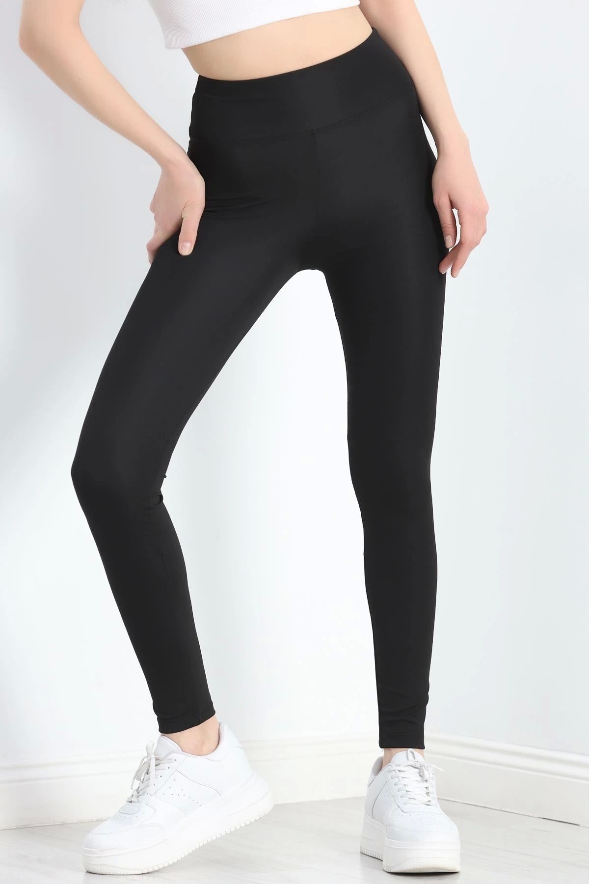 OurStyles Bel Yazılı Dalgıç Tayt Siyah - 50066.1098.