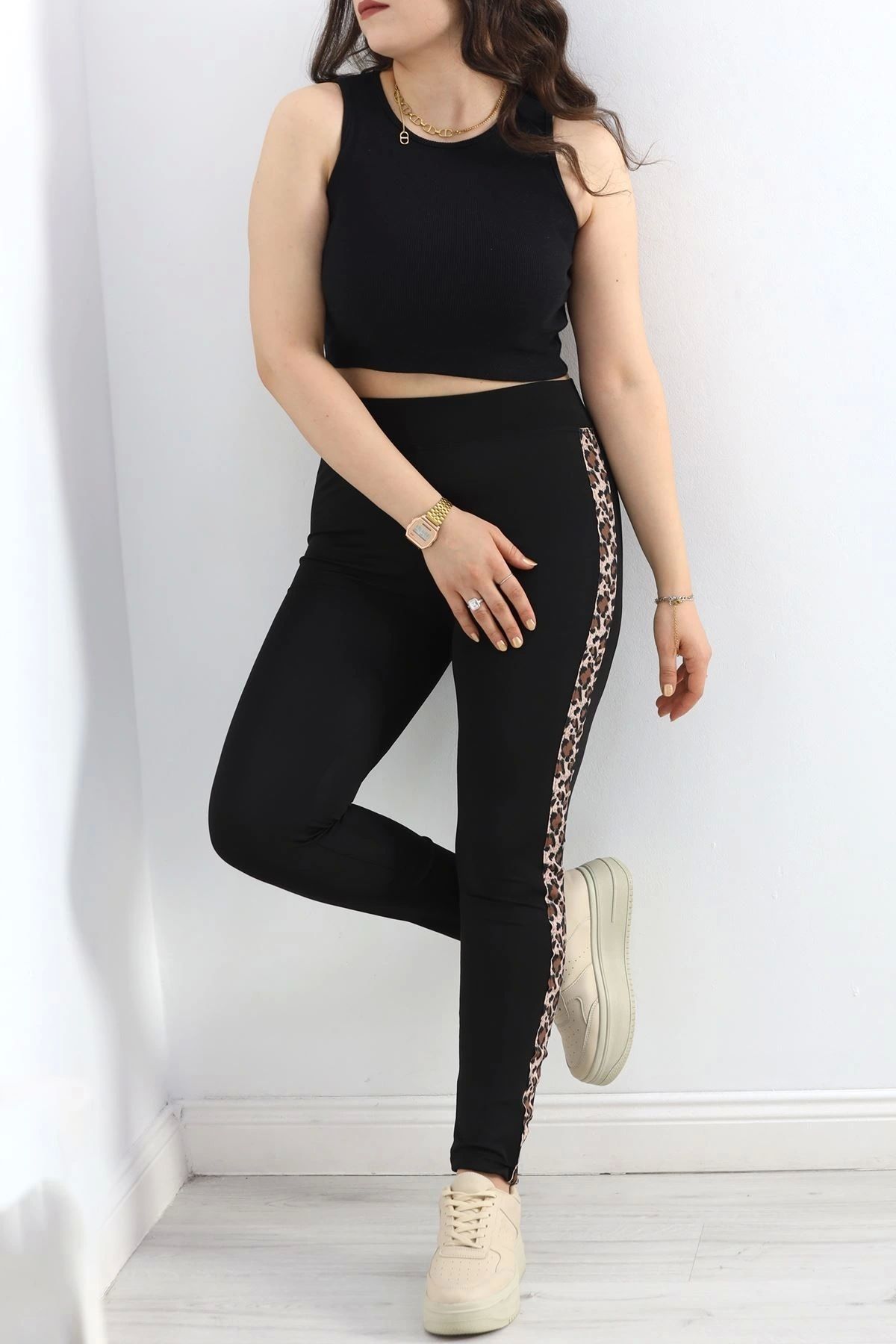 OurStyles Büyük Beden Şeritli Dalgıç Tayt Siyahbeyaz - 50068.1098.