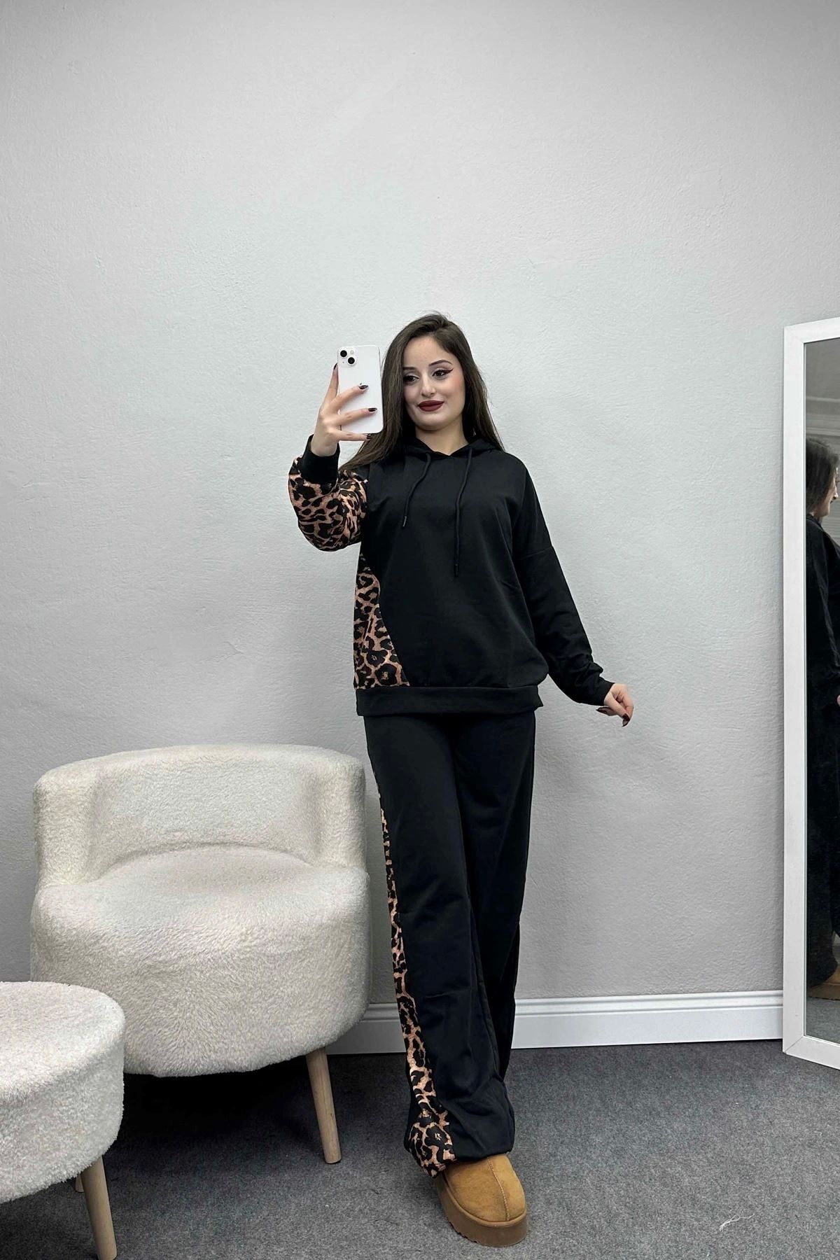 OurStyles Garnili 2 İplik Eşofman Takımı Siyah - 40024.1857.