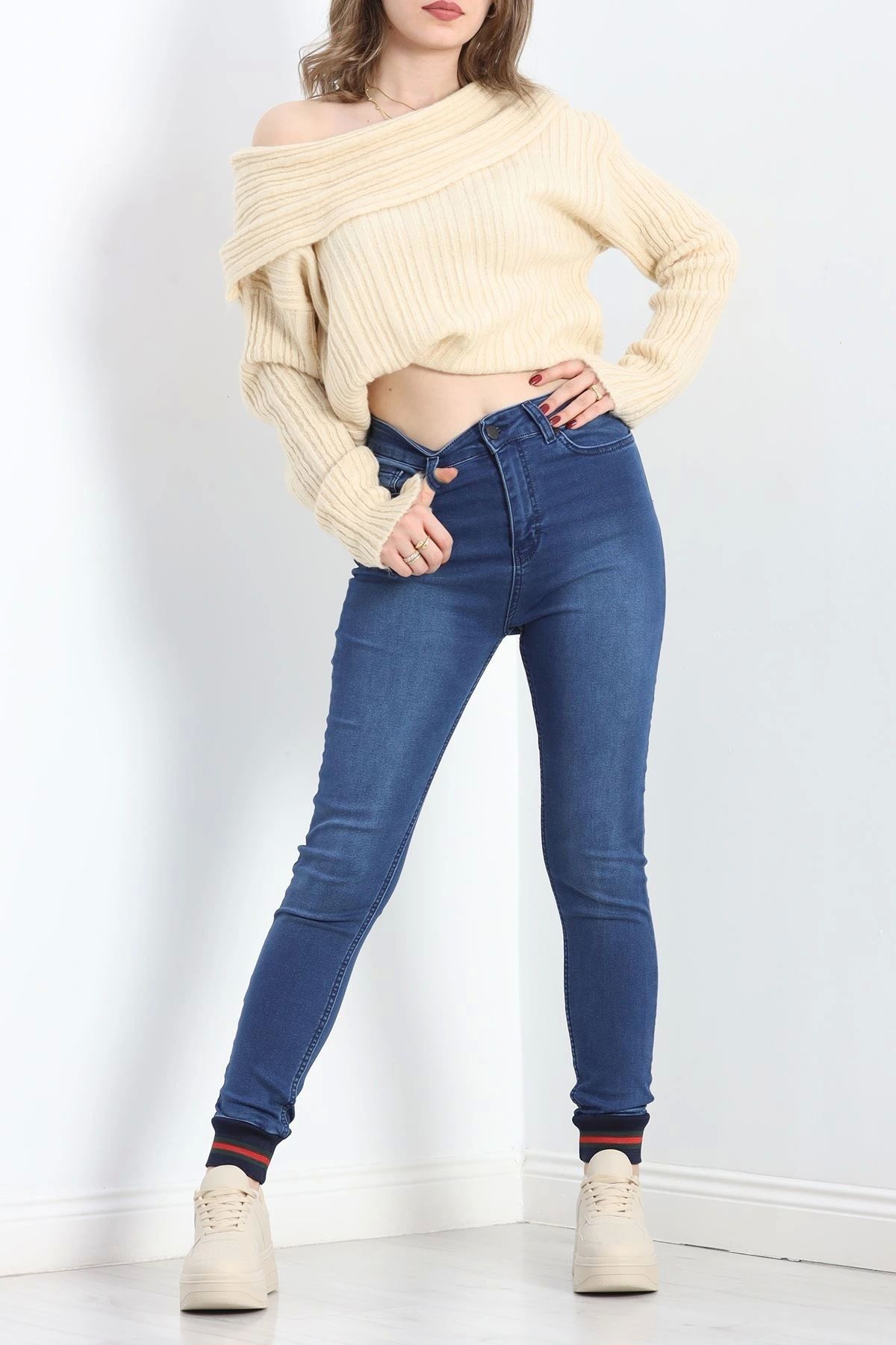 OurStyles Paça Lastikli Kot Pantolon Mavi - 19569.1831.