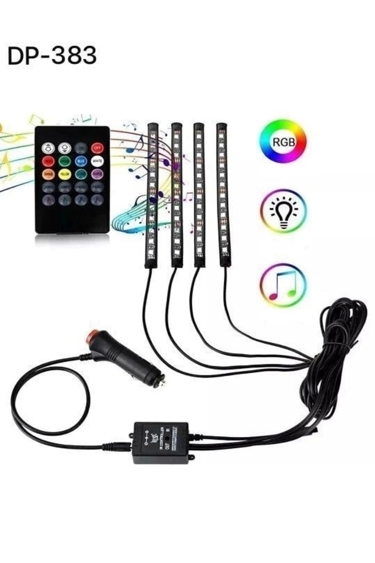 ShopNova Araç İçi Ayak Altı Ses Duyarlı Şerit Led 4lü Set