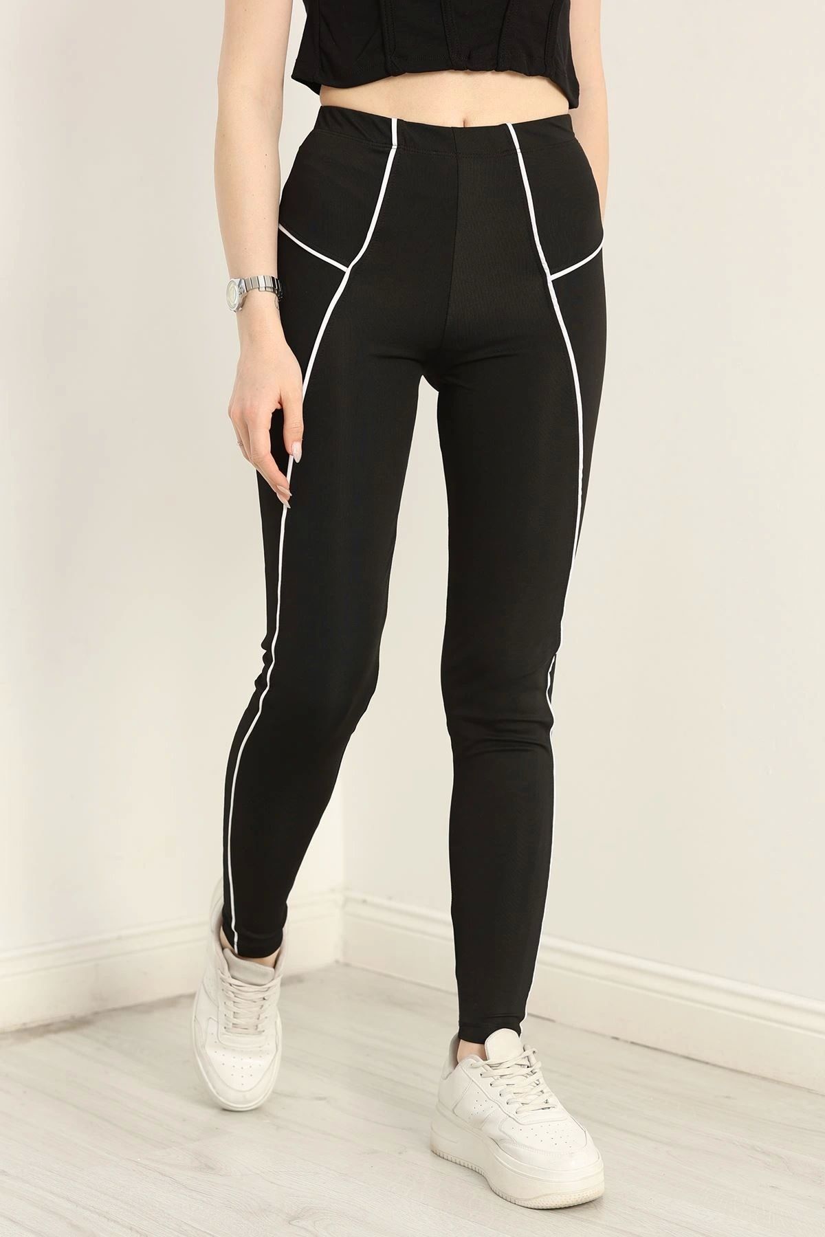OurStyles Biyeli Dalgıç Tayt Siyah - 50415.1881.