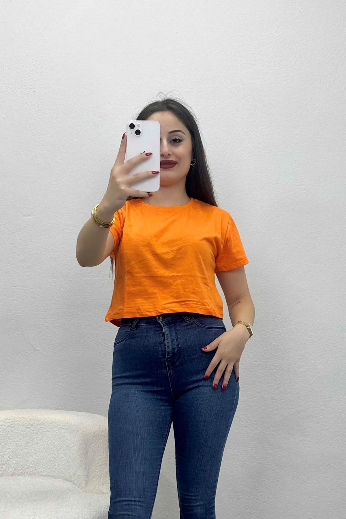 OurStyles Bisiklet Yaka Crop Tişört Benetton - 18962.1247.