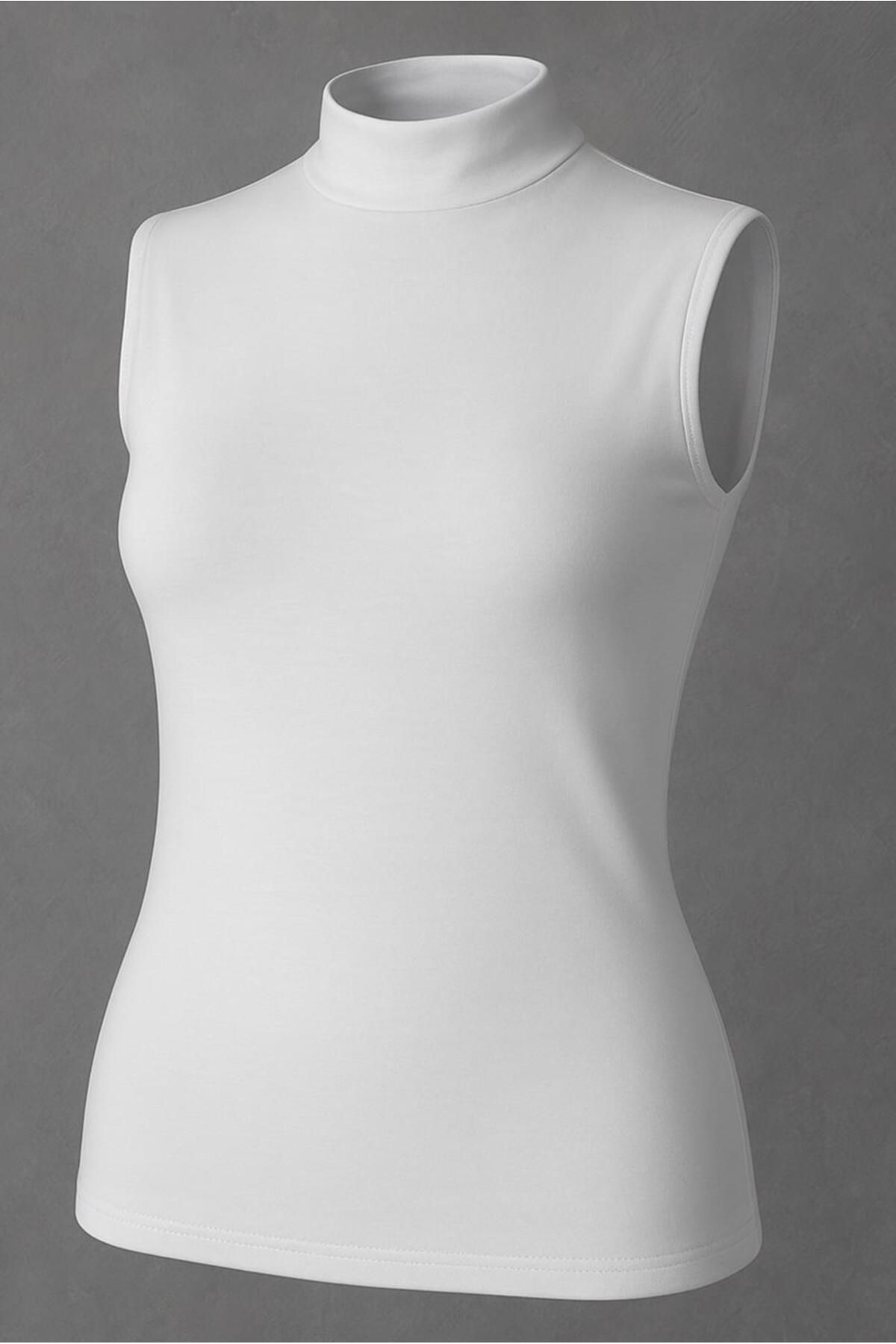 TRENDTESETTÜR KADIN BEYAZ PAMUKLU KOLSUZ BODY T 9384