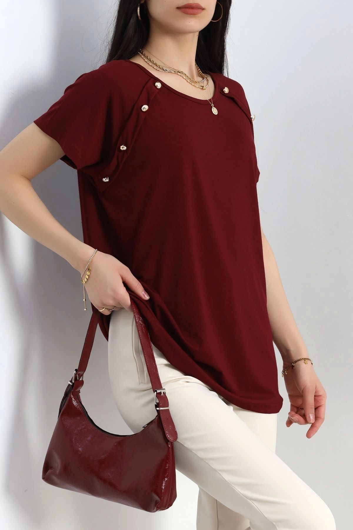 OurStyles Düğme Detaylı Bluz İndigo - 20769.599.