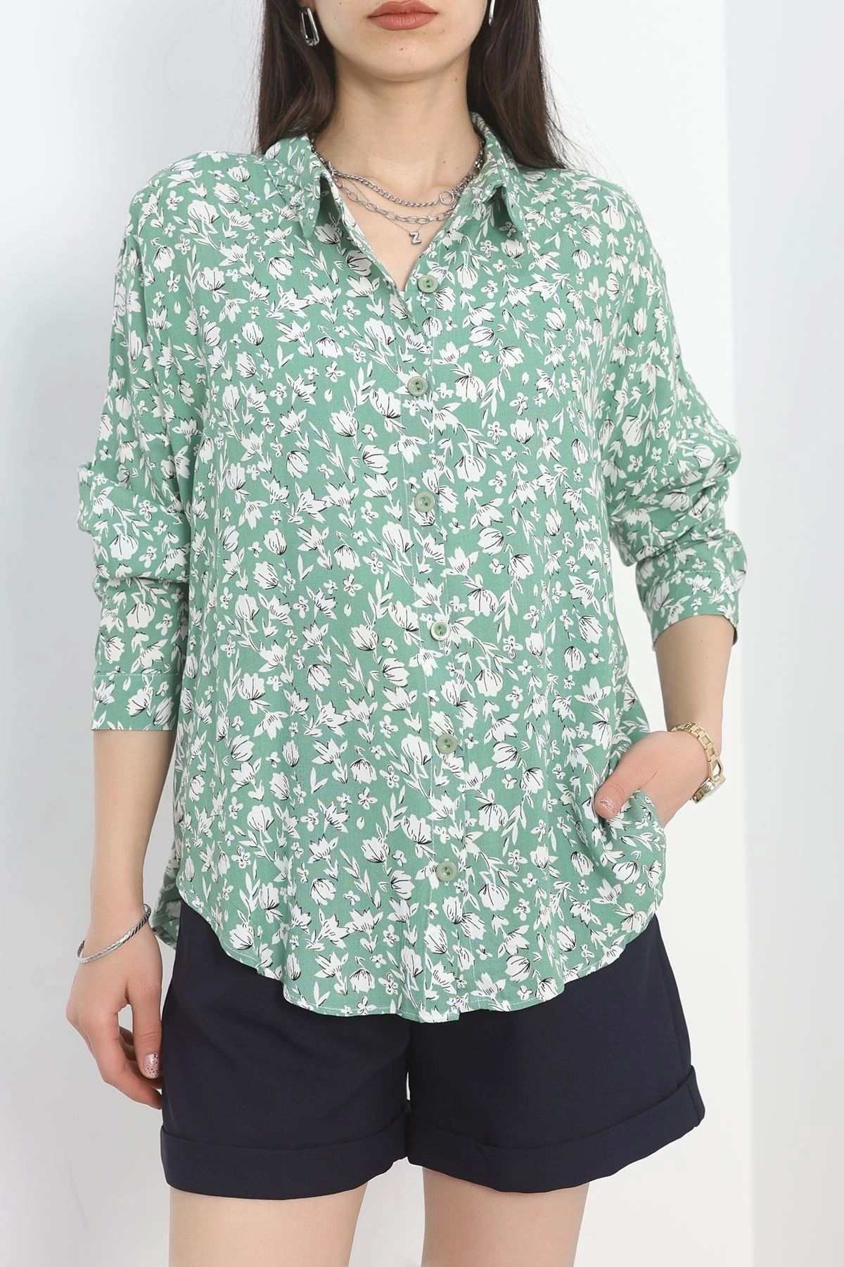 OurStyles Desenli Viskon Gömlek Bej - 60001.1775.