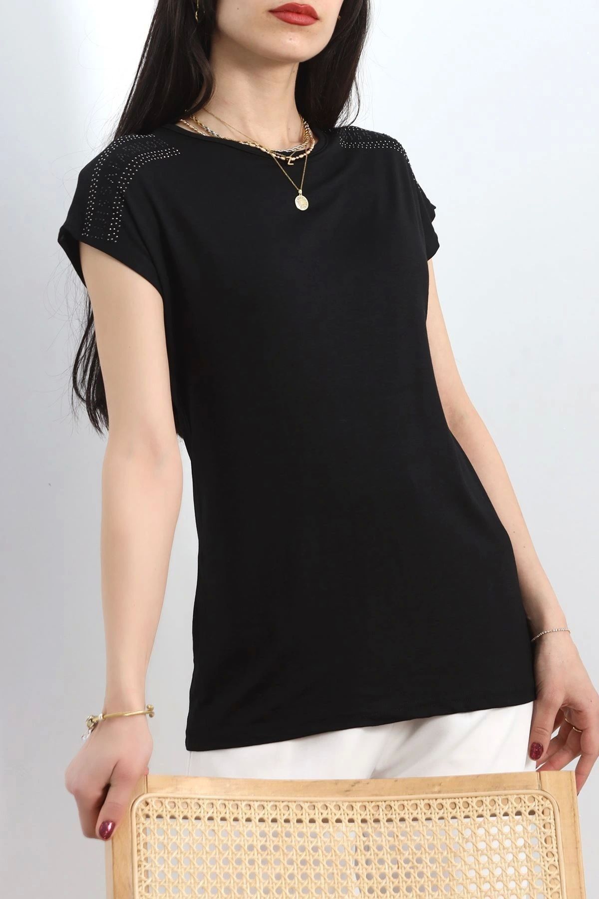 OurStyles Omuzları Taş İşlemeli Bluz Antrasit - 20929.599.