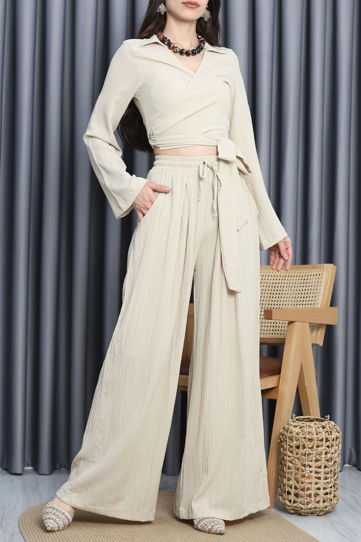 OurStyles Gofre Bluz Pantolon Takım Siyah - 80031.483.