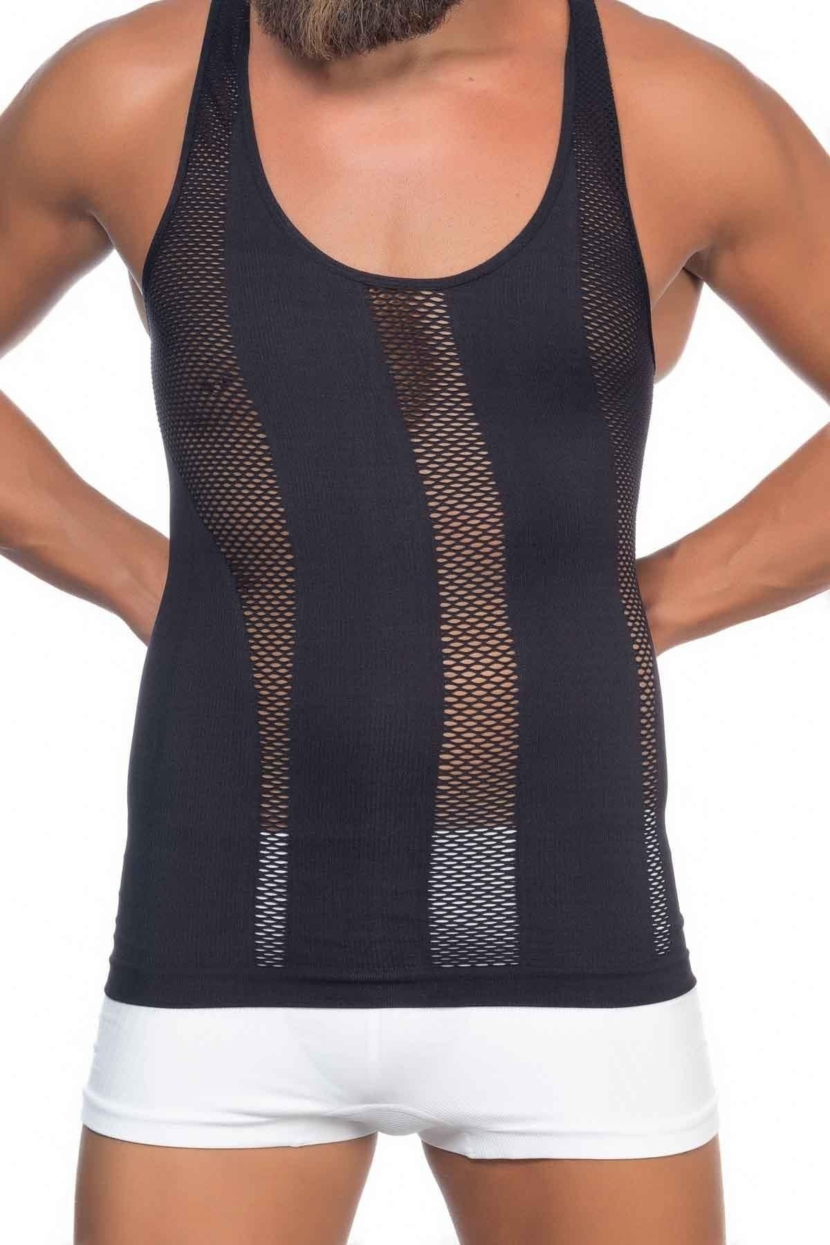 Moon wear Siyah Mı Emay E1009 Fileli Erkek Korse Atlet