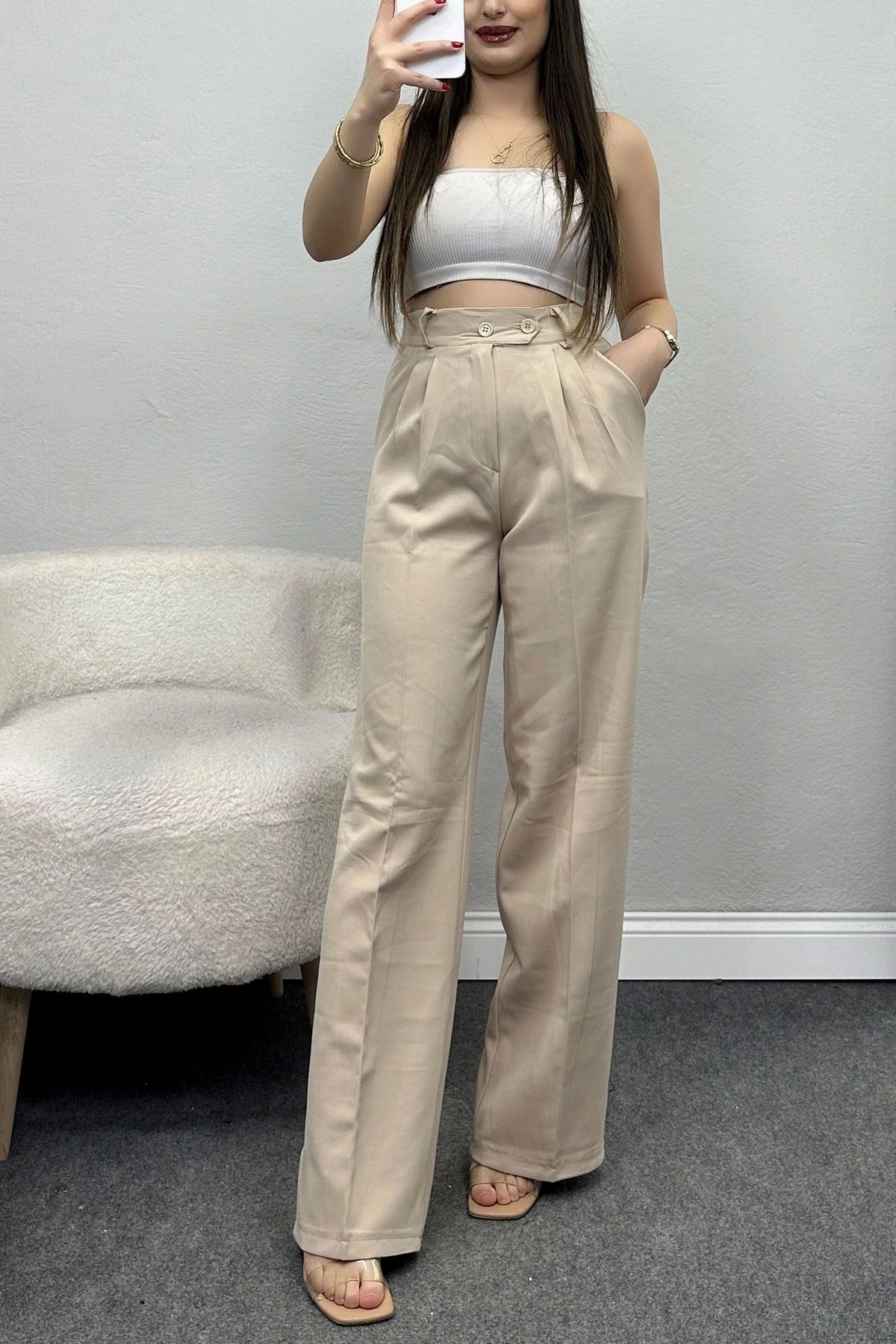 OurStyles Bel Lastikli Palazzo Pantolon Kahve - 30388.1397.