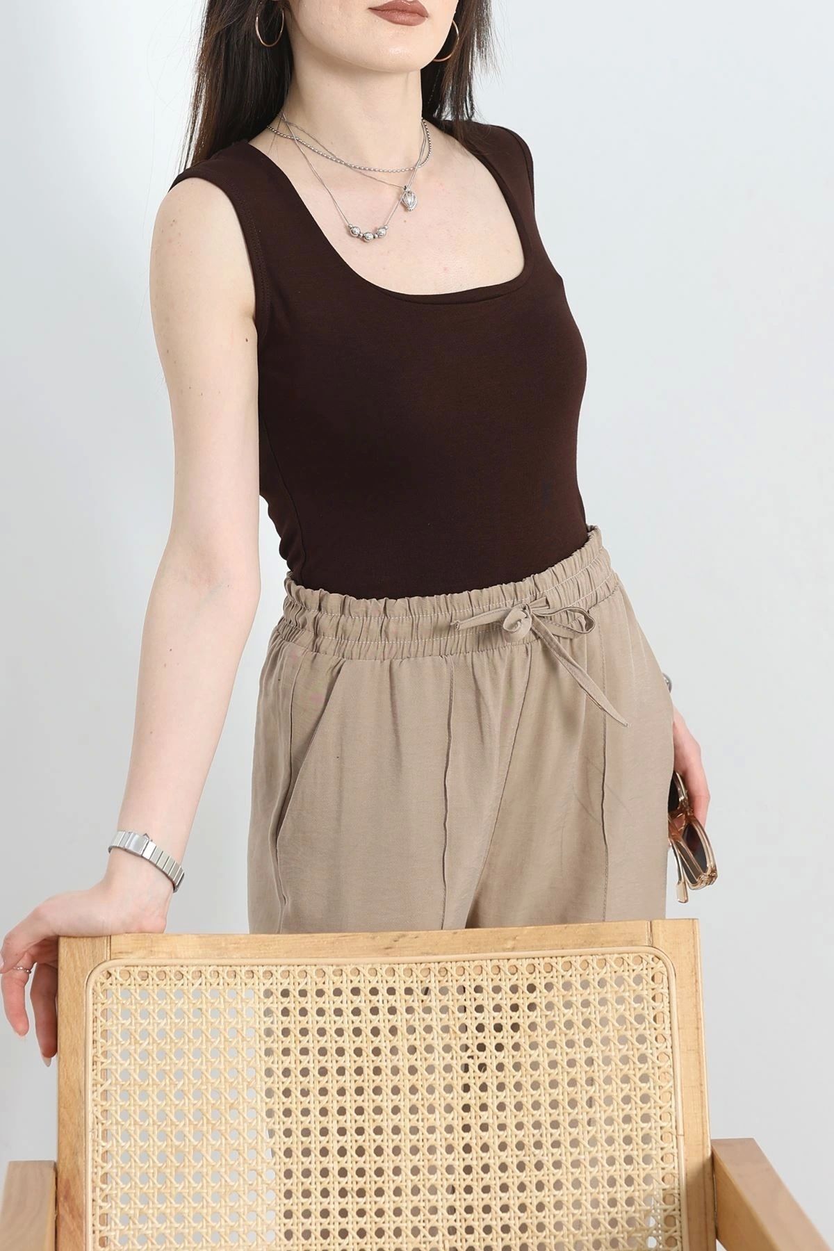OurStyles Kare Yaka Bluz Bej - 41240.1723.