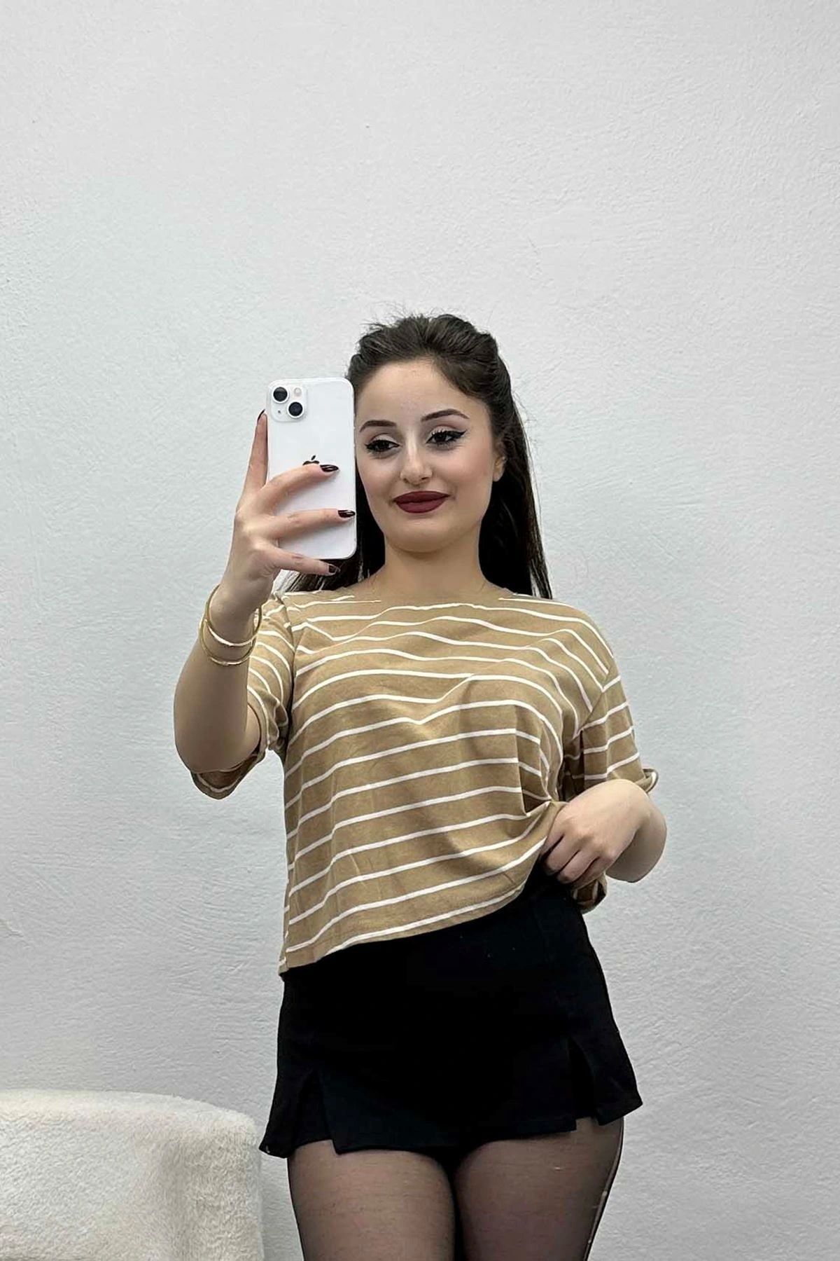 OurStyles Çizgili Süprem Kısa Kol Tişört Beyazsiyah - 20841.1567.