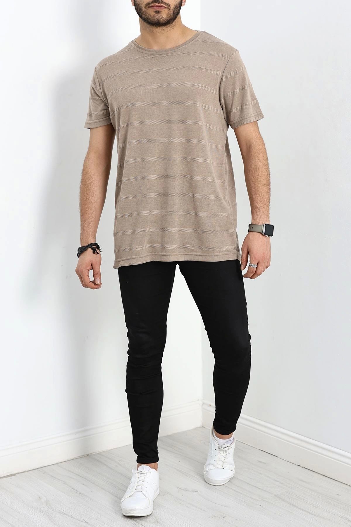 OurStyles Jakarlı Erkek Tişört Açıkkahve - 2088.275.