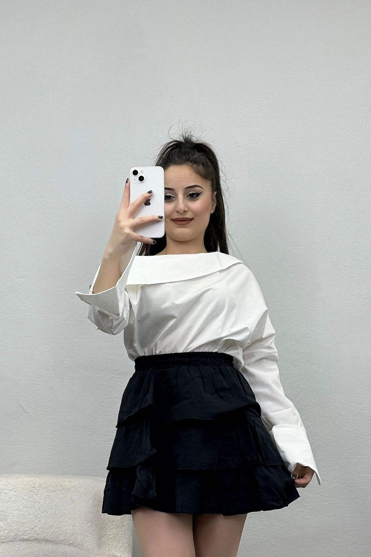 OurStyles Asimetrik Kesim Gömlek Maviçizgili - 30345.1794.