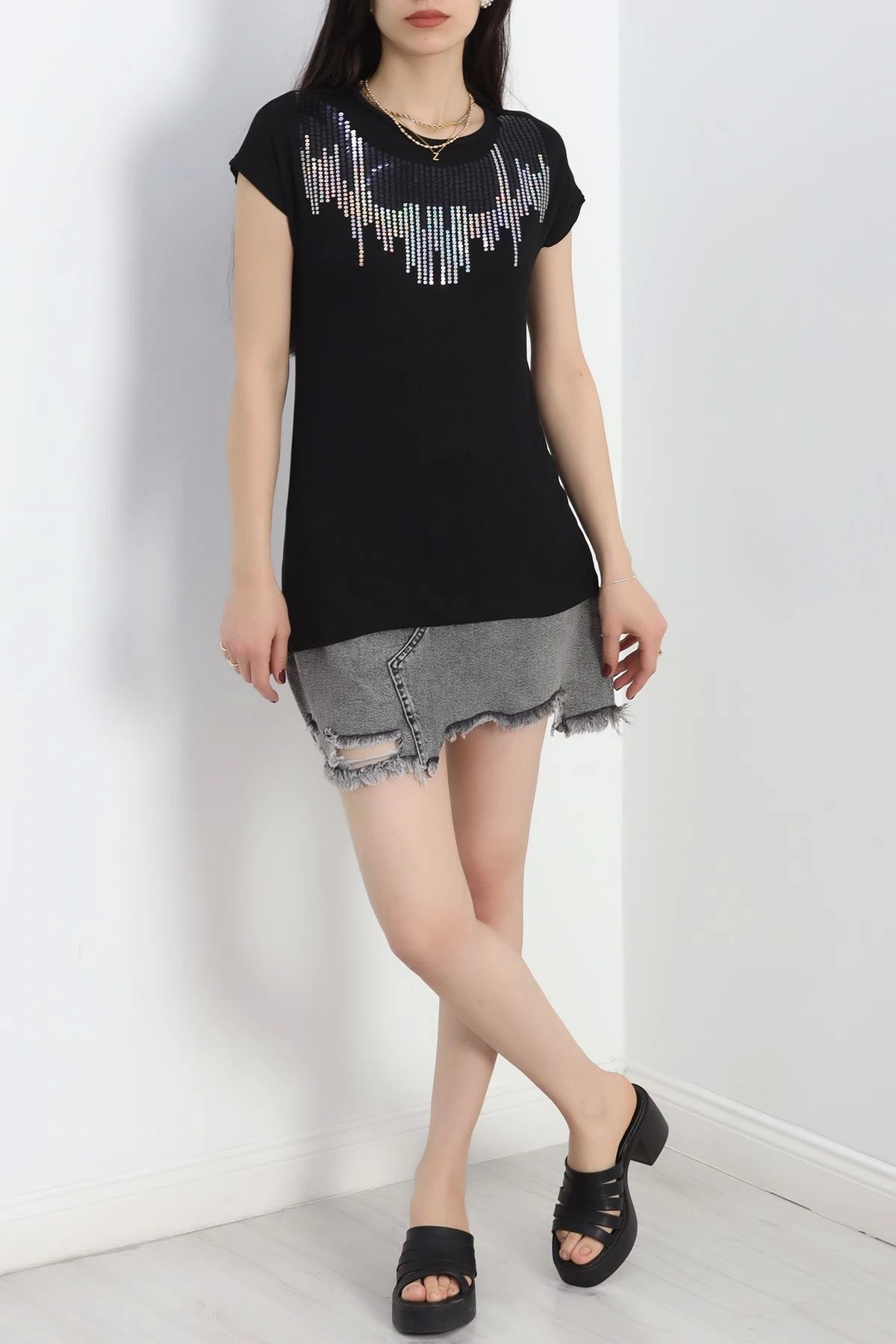 OurStyles Pul Detaylı Bluz Siyah - 20759.599.