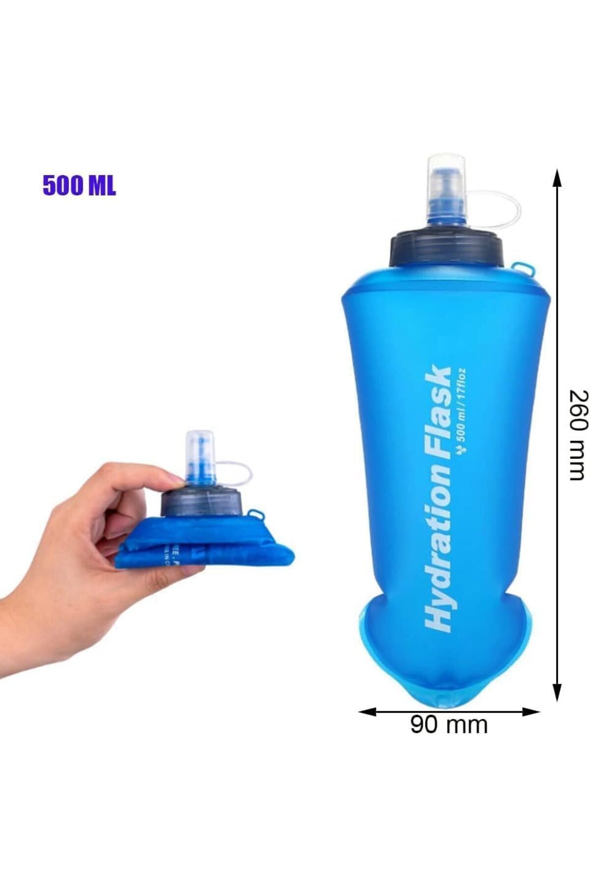 Generic-GARLUGAVA Tpu Soft Folding Water Bottles, 2 Packs 500ML BPA-Free Collapsible Flask For Hydration Pa 4
