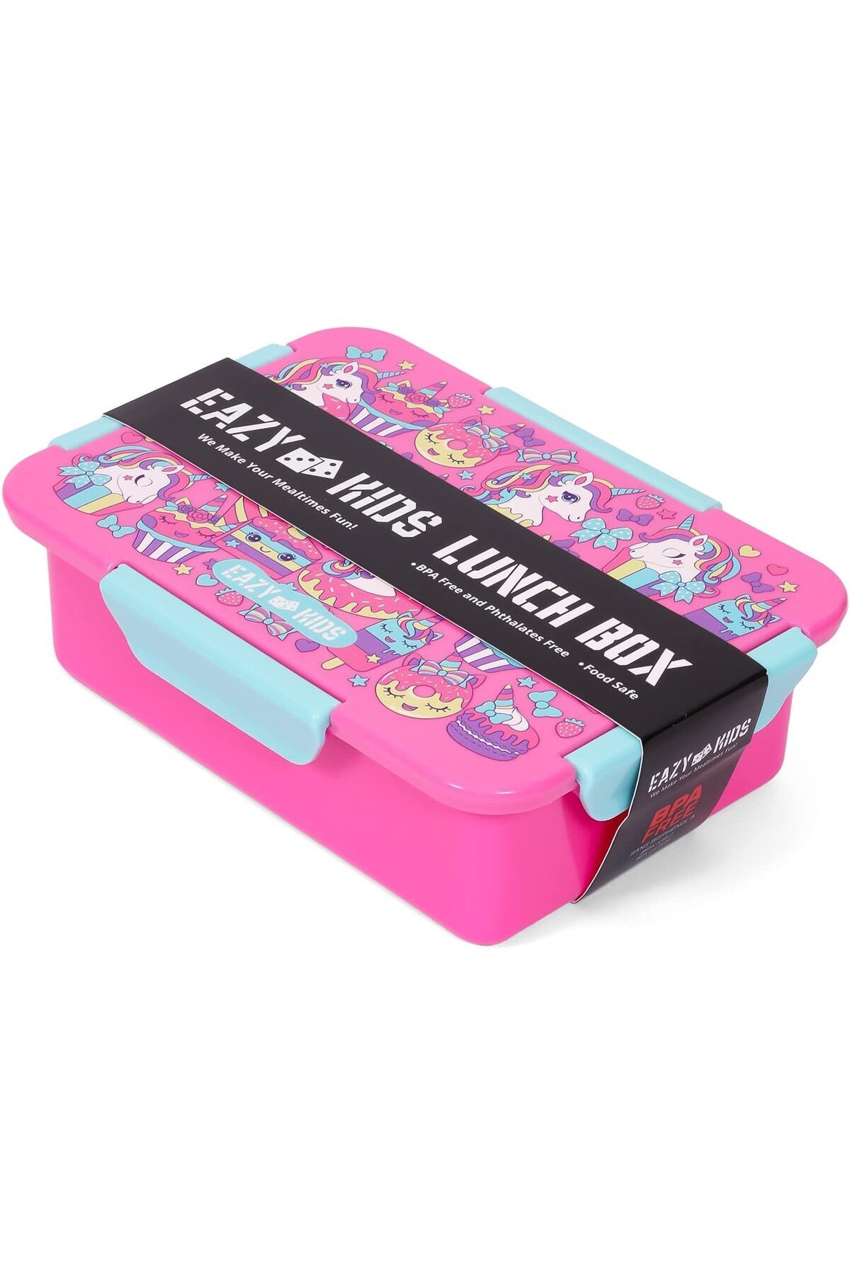 Generic-Eazy Kids 1/2/3/4 Compartment Convertible Bento Lunch Box Unicorn Desert - Pink 850ml 5