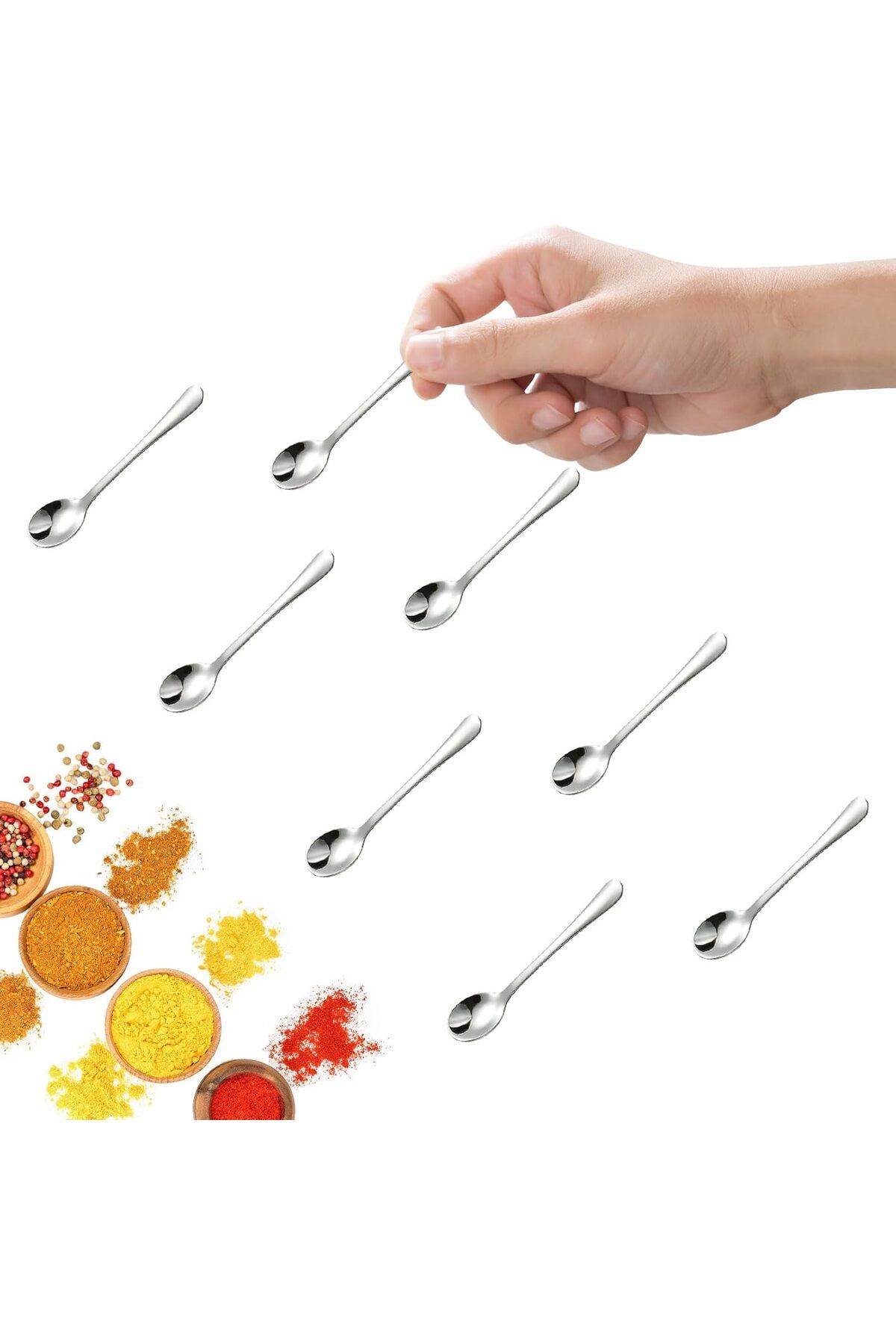 Generic-GlamRays Pack of 8 Tiny Stainless Steel Spoons for Spice Jars, Mini Size 7.5 cm, Cute Small Stainle 1