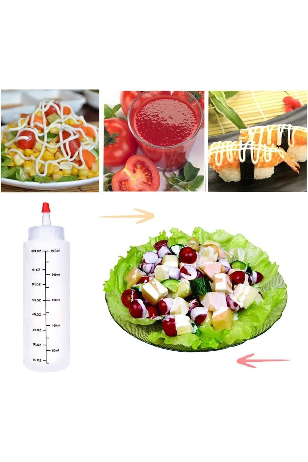 Generic-X spring Condiment Squeeze Bottles, Plastic Squeeze Bottles with Red Tip Cap, Sauce Squeeze Bottle 6