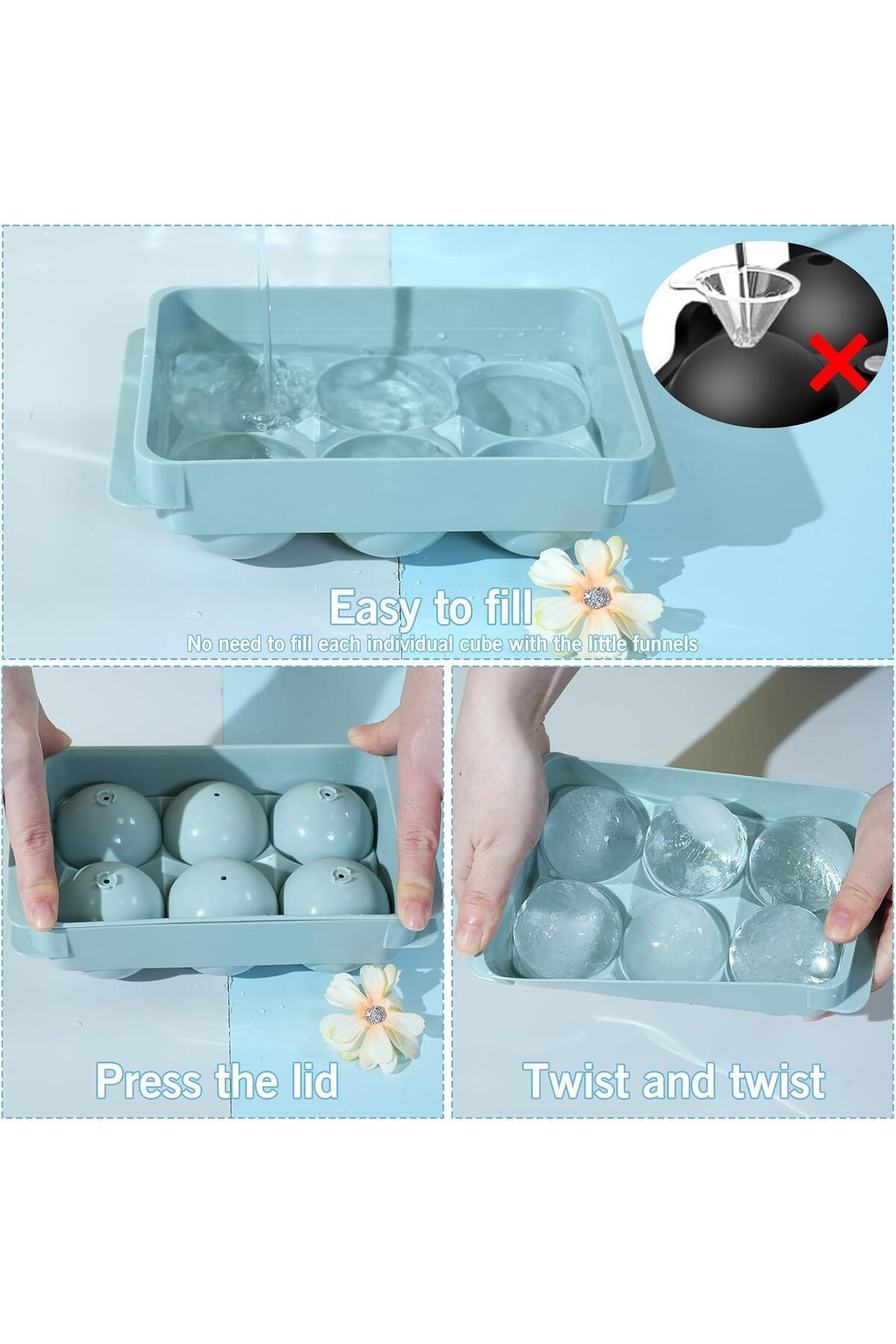 Generic-قوالب مكعبات الثلج الكبيرة من إيوجيلي، صواني مكعبات ثلج دائرية كبيرة للمجمد، لتبريد المشروبات والقهوة المثلجة، 3