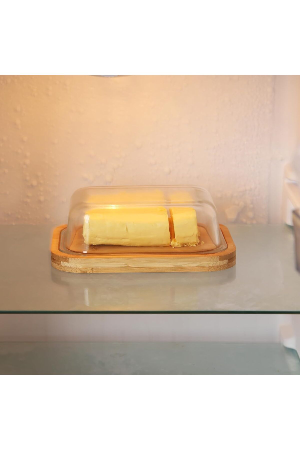 Generic-ABIN Glass Butter Dish With Lid ,Keeps Butter Soft - For Countertop And Refrigerator Door Shelf - B 5