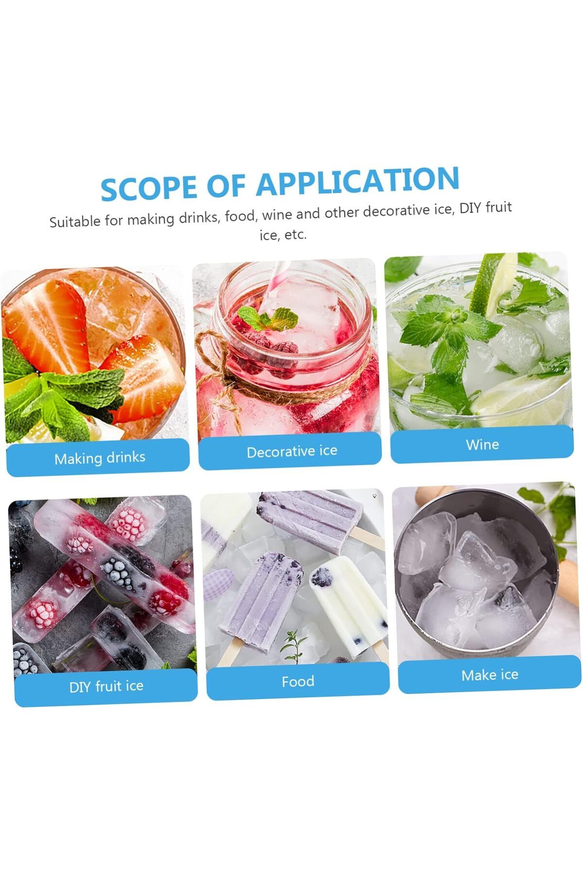 Generic-3Pcs Thin Silicone Ice Cube Tray with Lid, Ice Mold Bottle Thin Ice Tray with Lid for Freezer Ice C 5