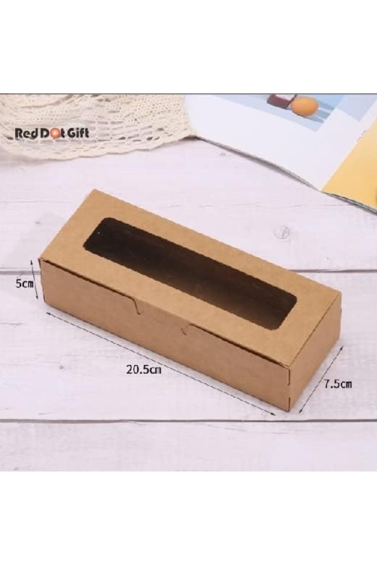 Generic-Red Dot Gift Pack of 12 Rectangular Bakery Boxes with Window,Paper Macaron Box, Biscuit,Candy Box ( 2