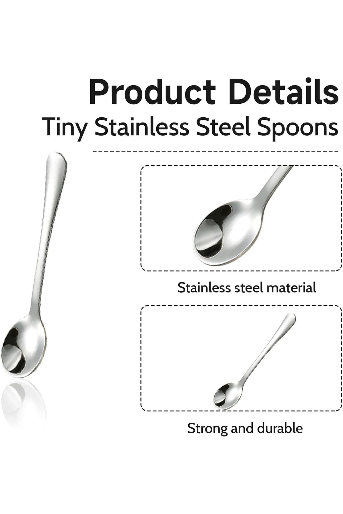 Generic-GlamRays Pack of 8 Tiny Stainless Steel Spoons for Spice Jars, Mini Size 7.5 cm, Cute Small Stainle 3