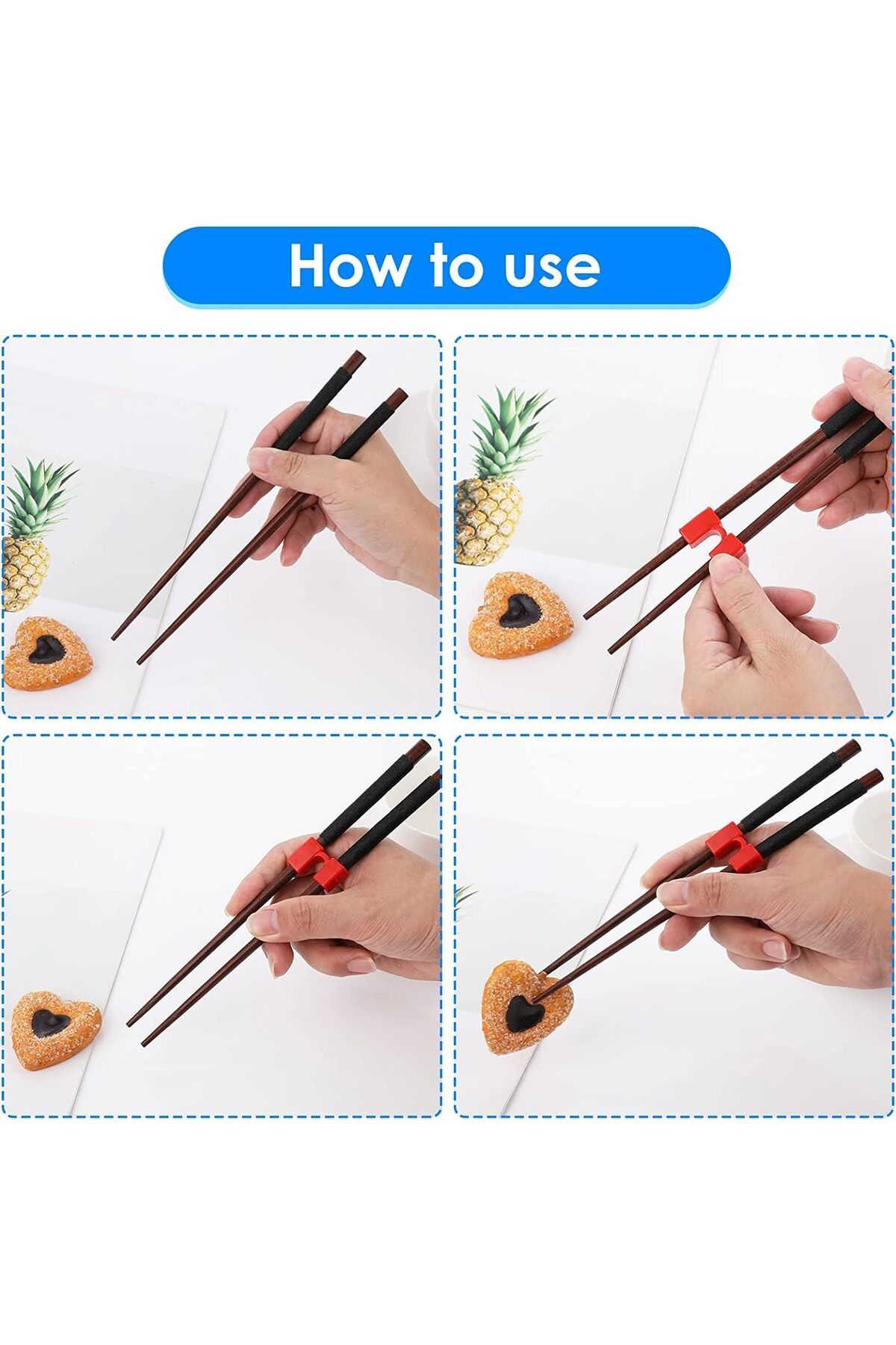 Generic-Azonee Chopstick Helper, 5 Pcs Reusable Chopsticks Helpers Training Chopstick Hinges Connector Trai 3
