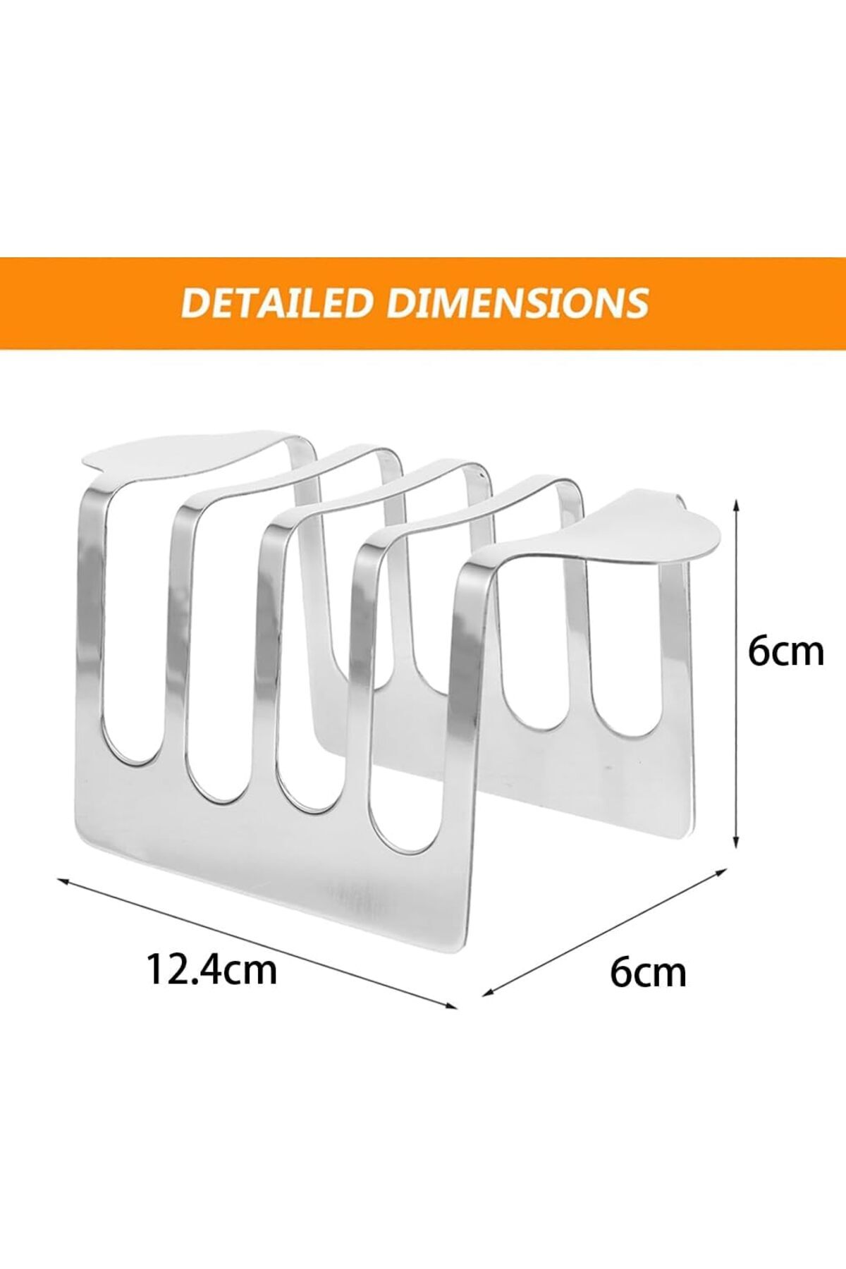 Generic-Tazweeq Stainless Steel Toast Rack, 4 Slice, Toast Bread Slice Holder with Two Handles, Bread Rack 2