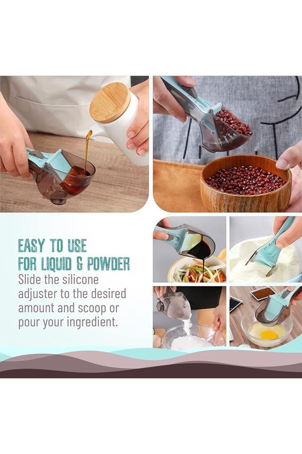 Generic-Tazweeq Measuring Spoon Set for Kitchen, Two Cups Sizes For All Kind of Dry and Liquid Measuring, A 6