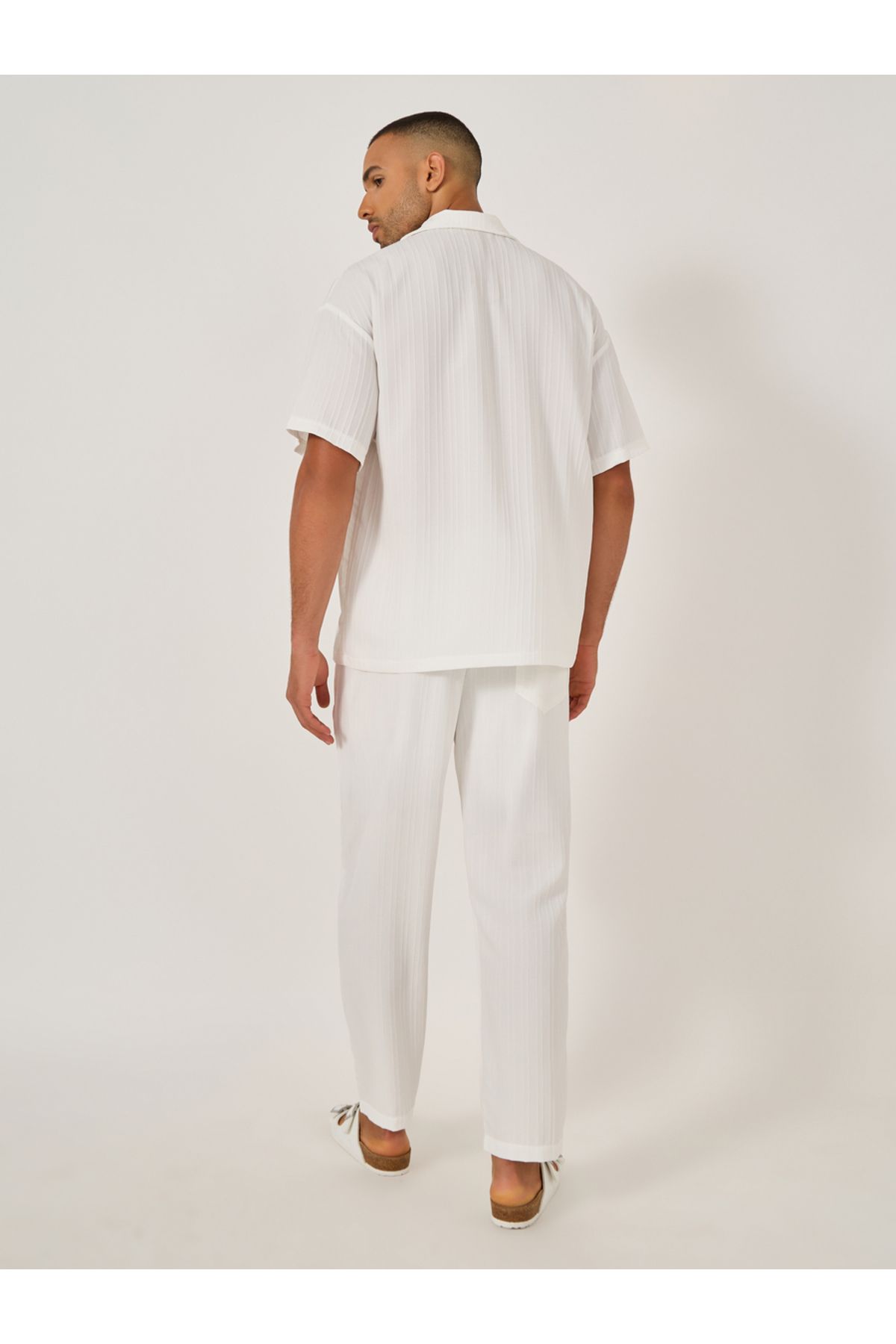 Take Two By Styli-Textured Camp Collar Shirt and Pants Co-Ords 6