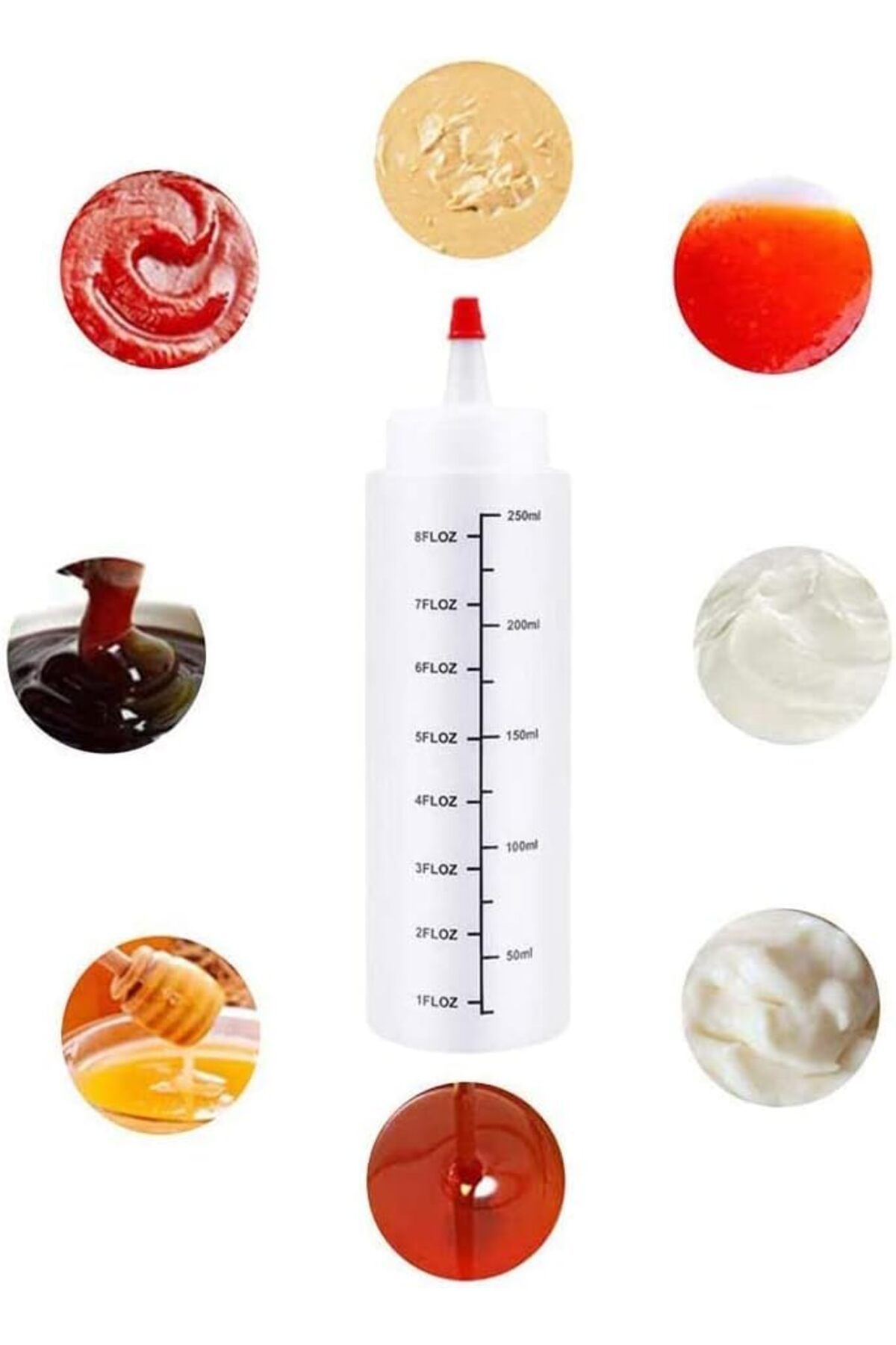 Generic-X spring Condiment Squeeze Bottles, Plastic Squeeze Bottles with Red Tip Cap, Sauce Squeeze Bottle 3