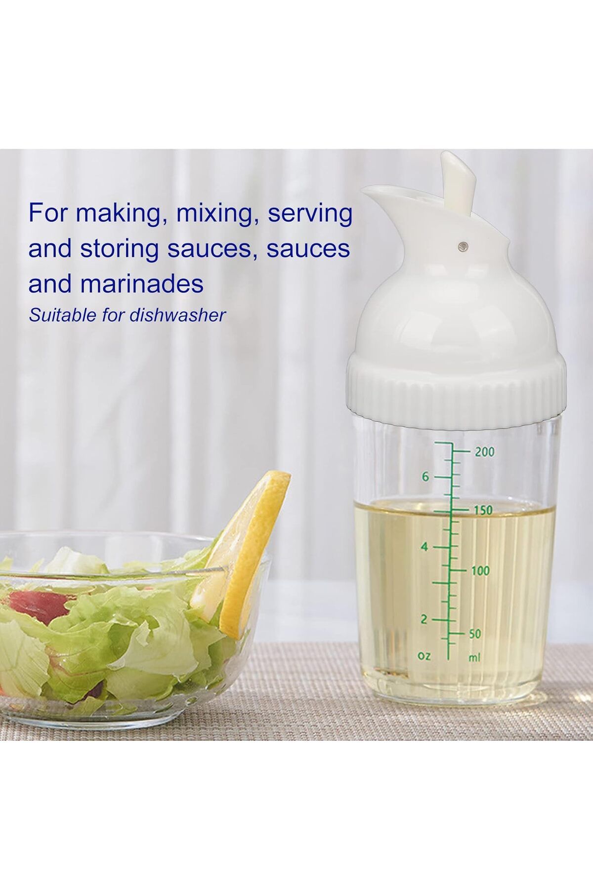 Generic-Salad Dressing Shaker, Plastic Clear Measuring Bottle for Mixing Ranch Homemade Sauce Container BPA 3